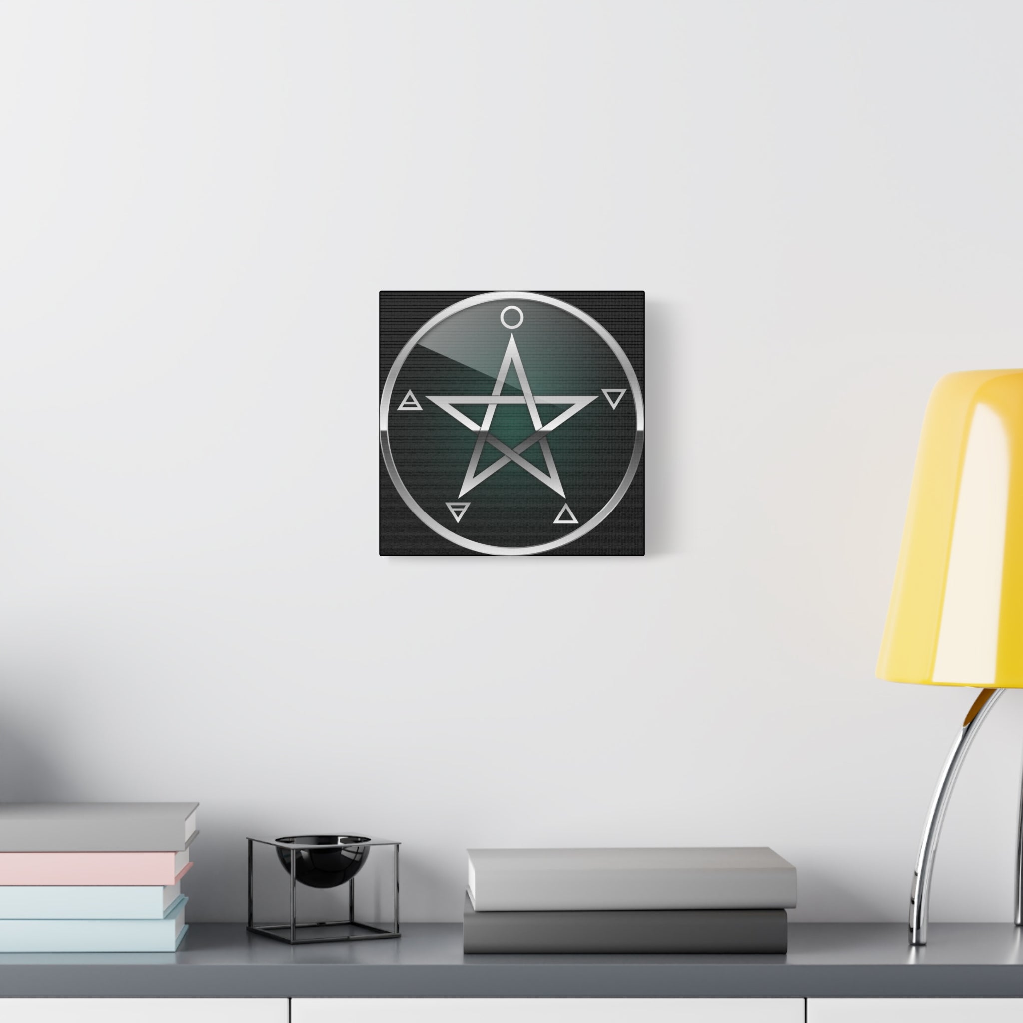 Elemental Pentagram Stretched Matte Canvas Art, Wall Decor, Spiritual Home Accent, Perfect for Witchcraft Lovers, Gothic Aesthetic, Unique Gift Idea