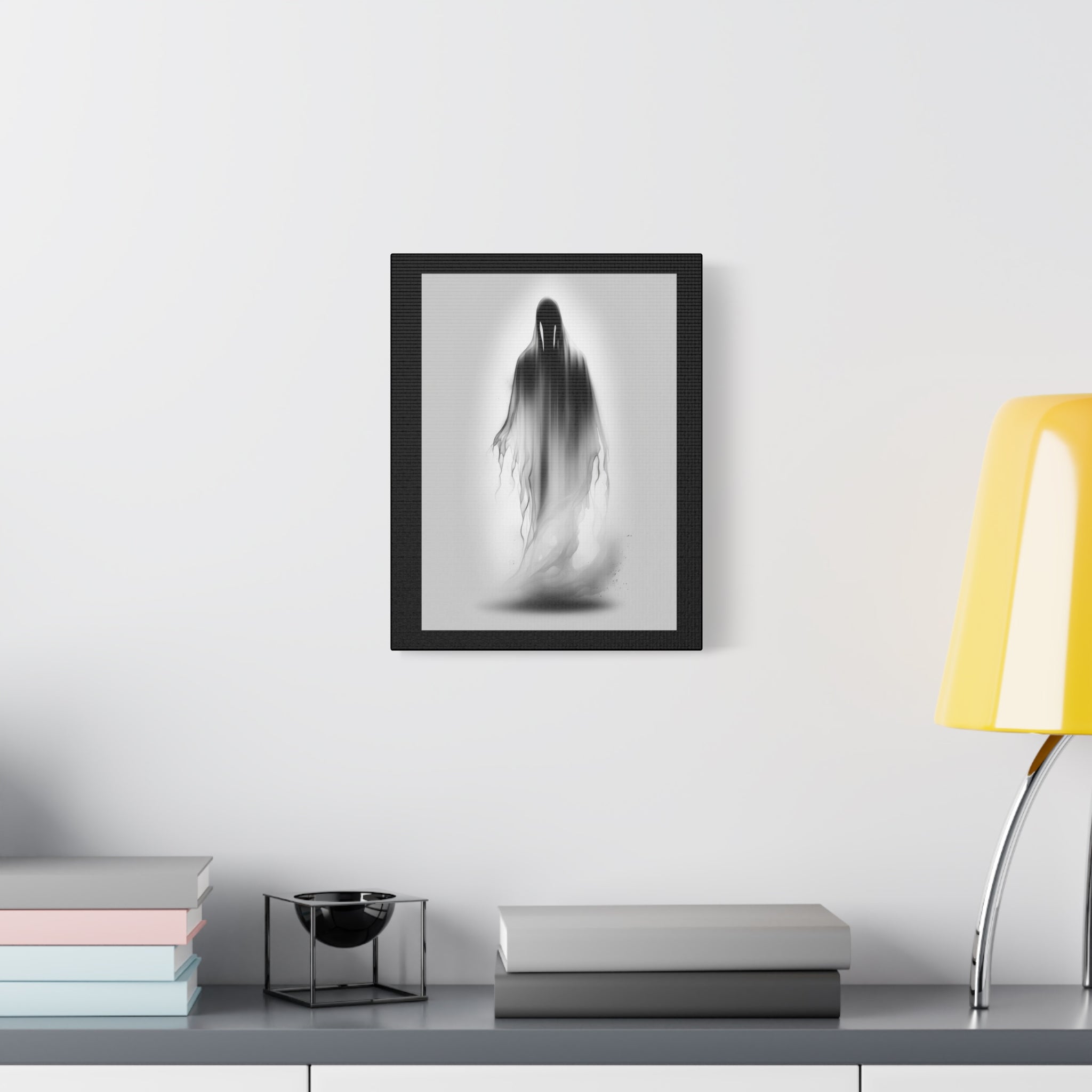 Spectre Art Print, Framed Wall Decor, Halloween Home Decoration, Monochrome Canvas, Gothic Room Accent