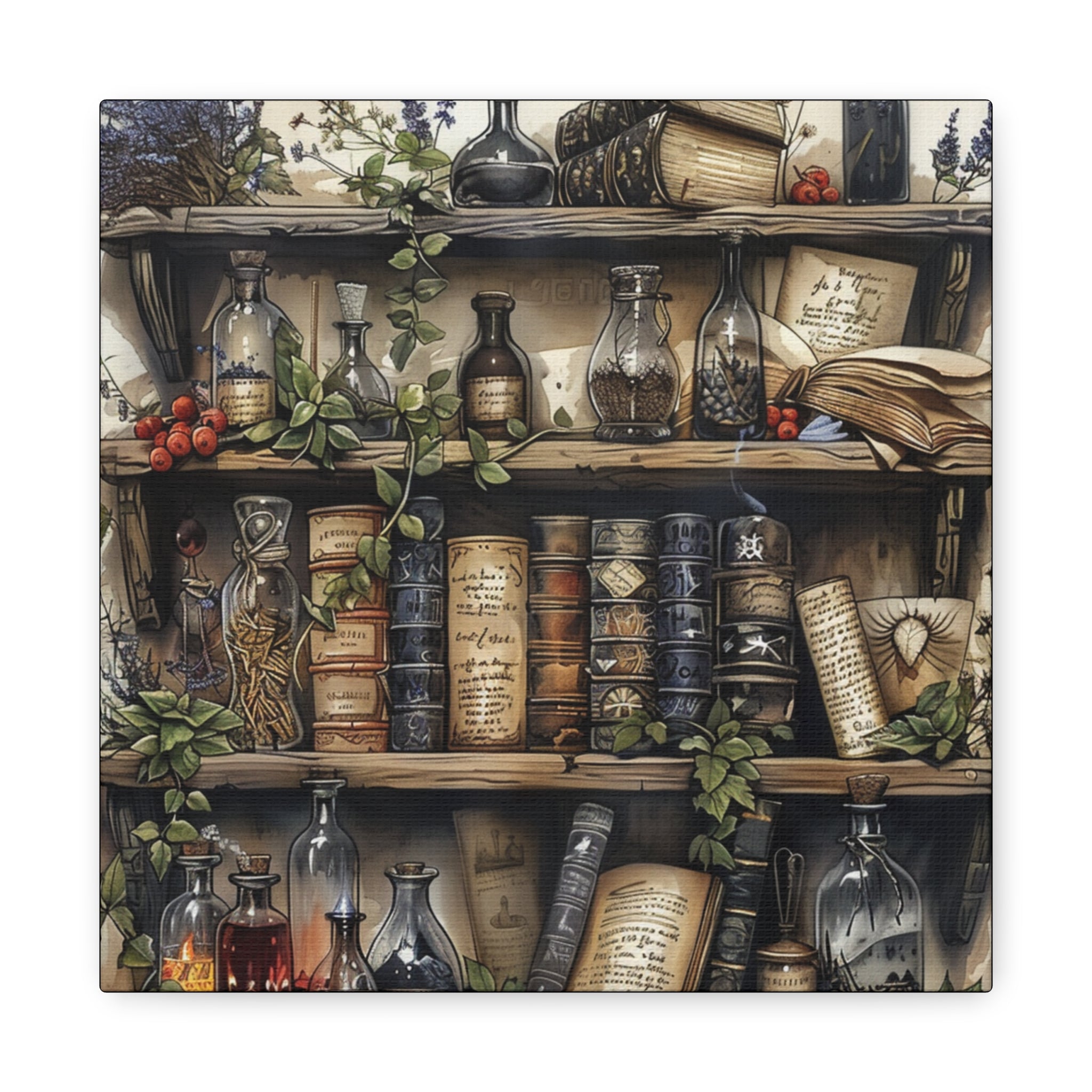 Vintage Bookstore Wall Art 2, Garden Decor, Black Bottle Artwork, Home Office Prints, Literary Gift, Cozy Aesthetic
