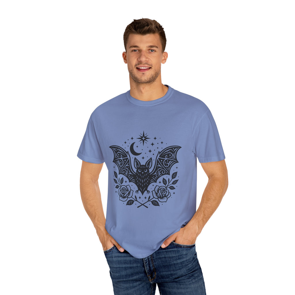 Gothic Bat Unisex T-Shirt, Vintage Style Tee for Halloween, Cool Graphic Top, Boho Clothing, Festival Wear