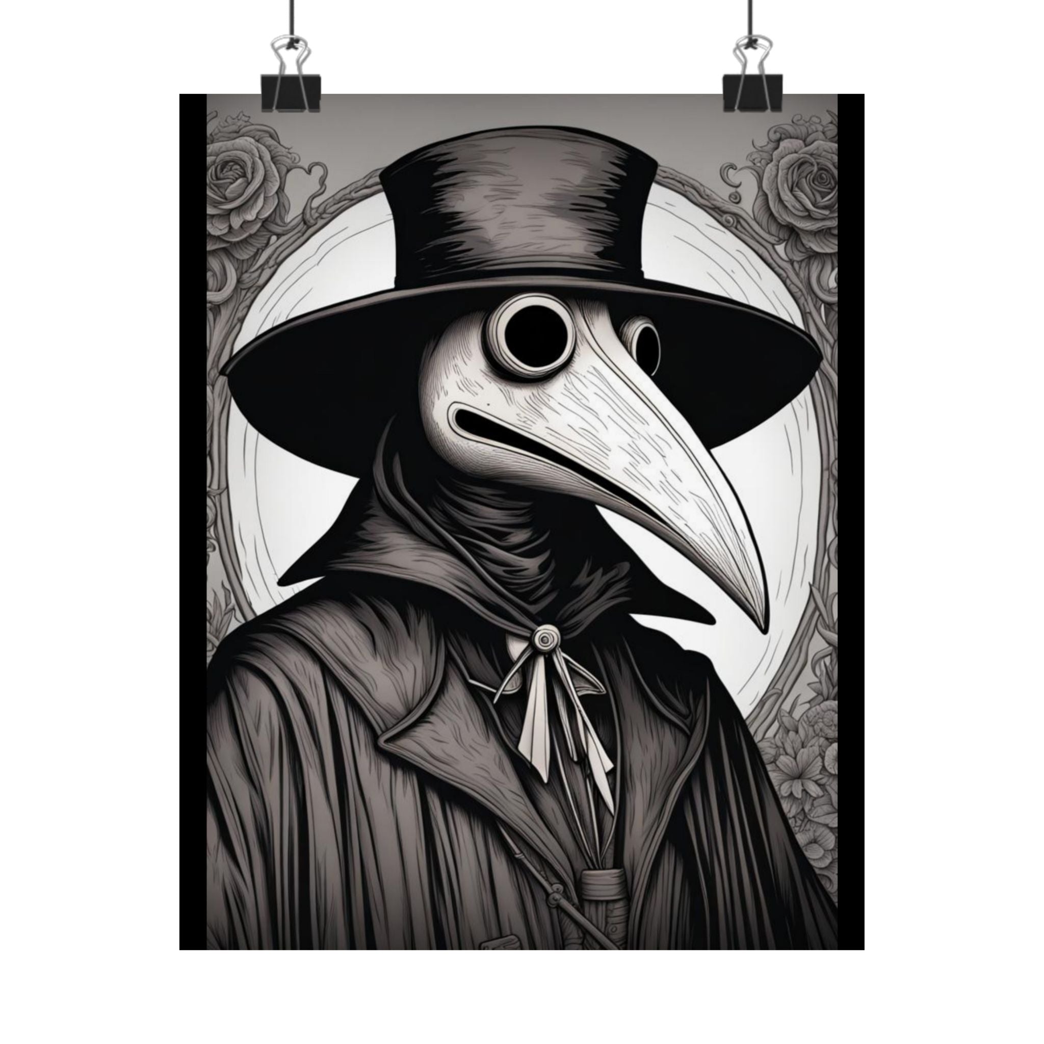 Gothic Plague Doctor Poster, Wall Art for Halloween, Spooky Home Decor, Vintage Style Artwork, Dark Aesthetic Gift