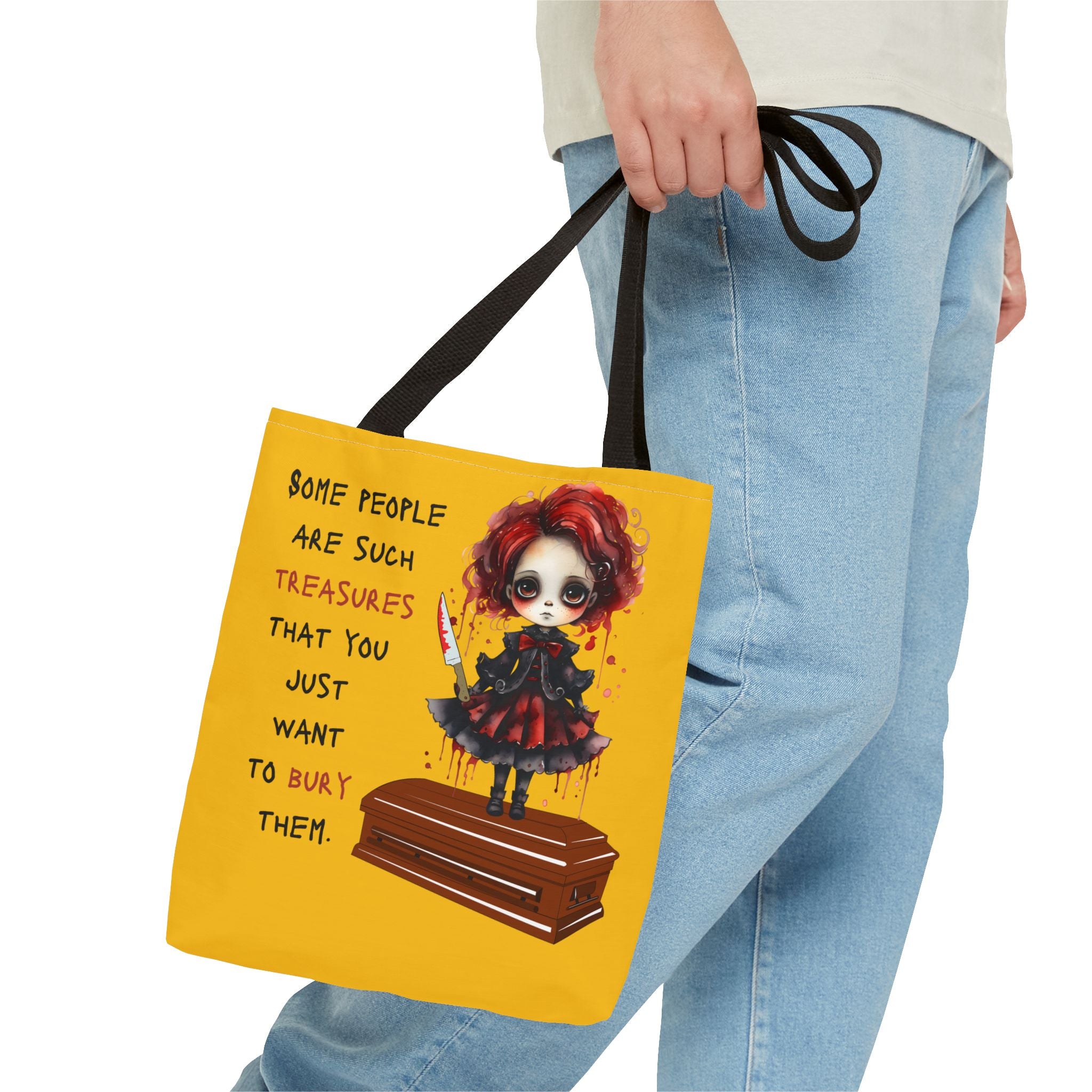 Creepy Doll Tote Bag with Quirky Artwork, Ideal for Halloween Decor, Gift for Alternative Fashion Lovers, Unique Shopper Bag, Spooky Gift
