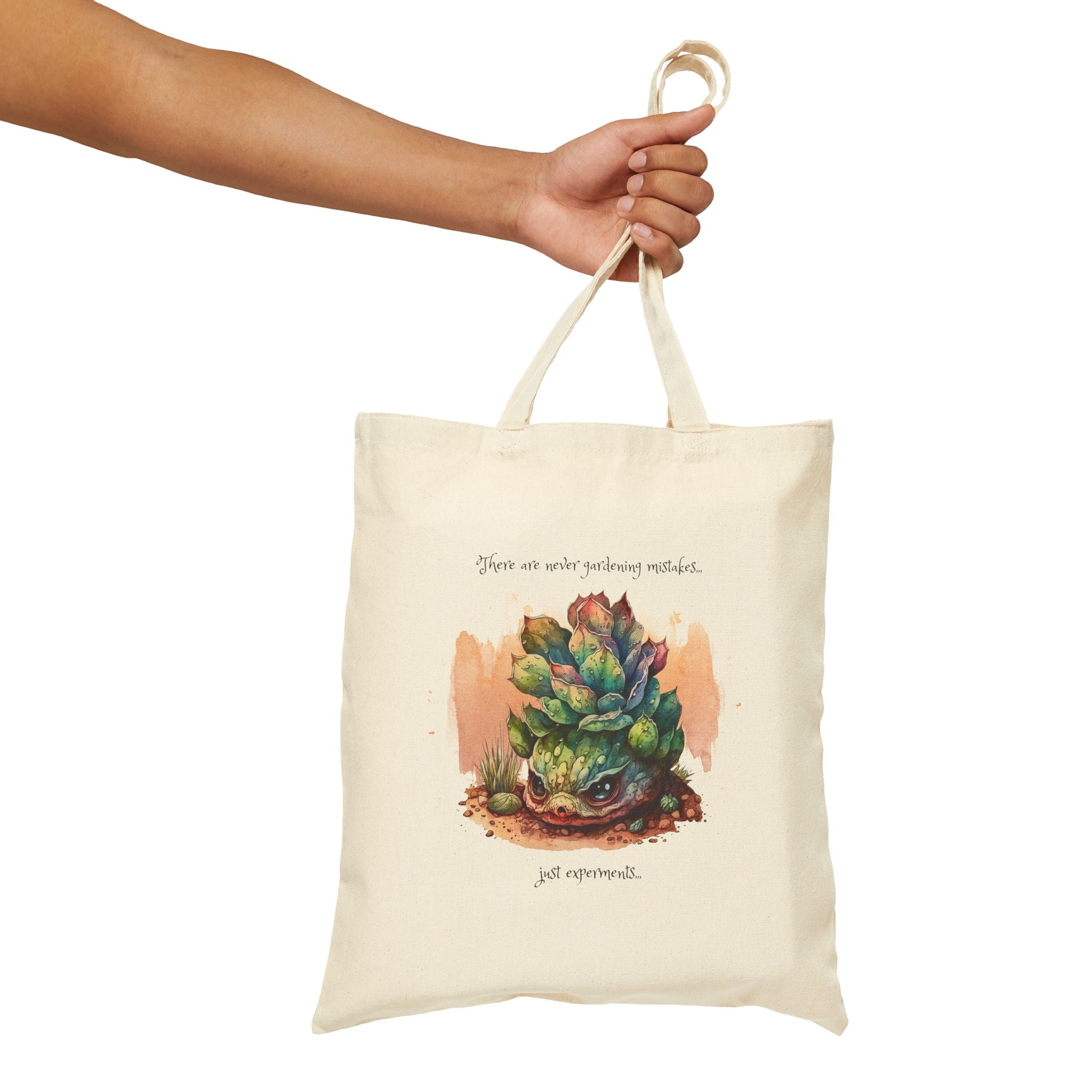 Creepy Garden Succulent Art Cotton Canvas Tote Bag, Eco-Friendly Tote, Plant Lover Gift, Reusable Grocery Bag, Botanical Print Shopping Bag
