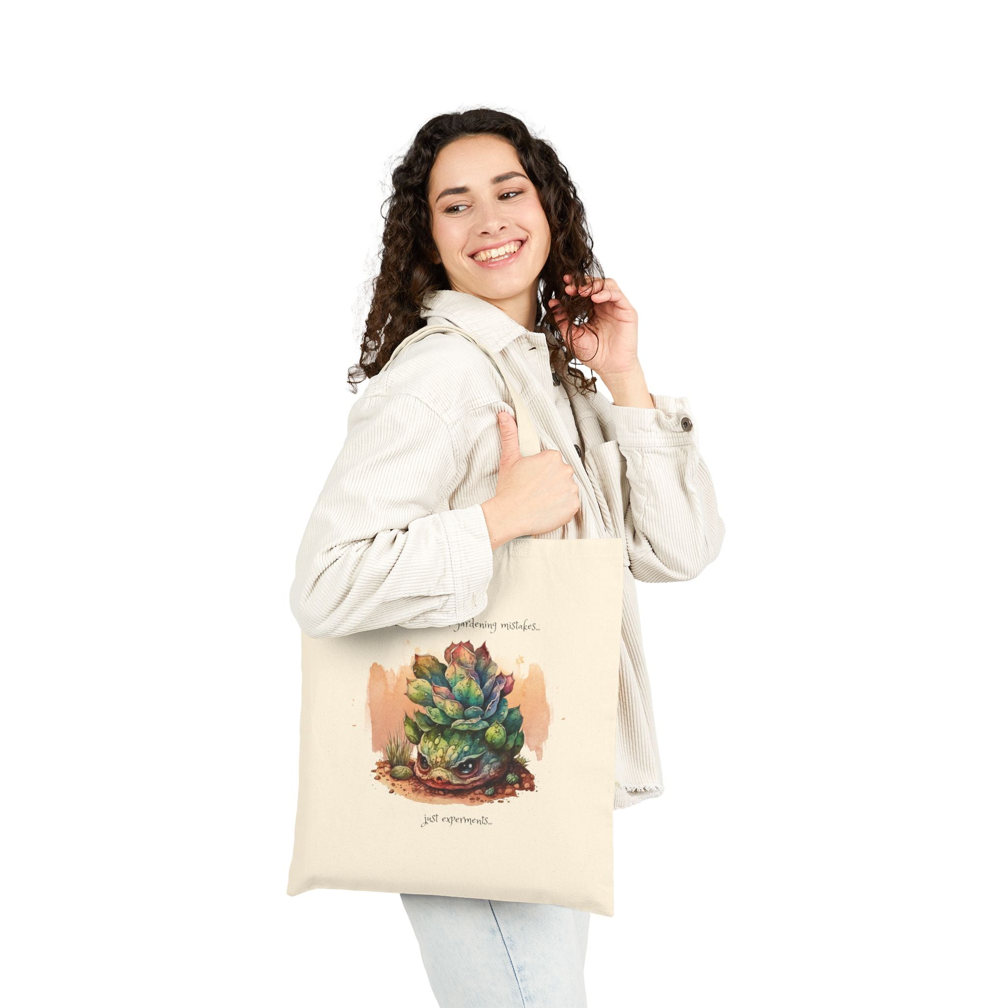 Creepy Garden Succulent Art Cotton Canvas Tote Bag, Eco-Friendly Tote, Plant Lover Gift, Reusable Grocery Bag, Botanical Print Shopping Bag