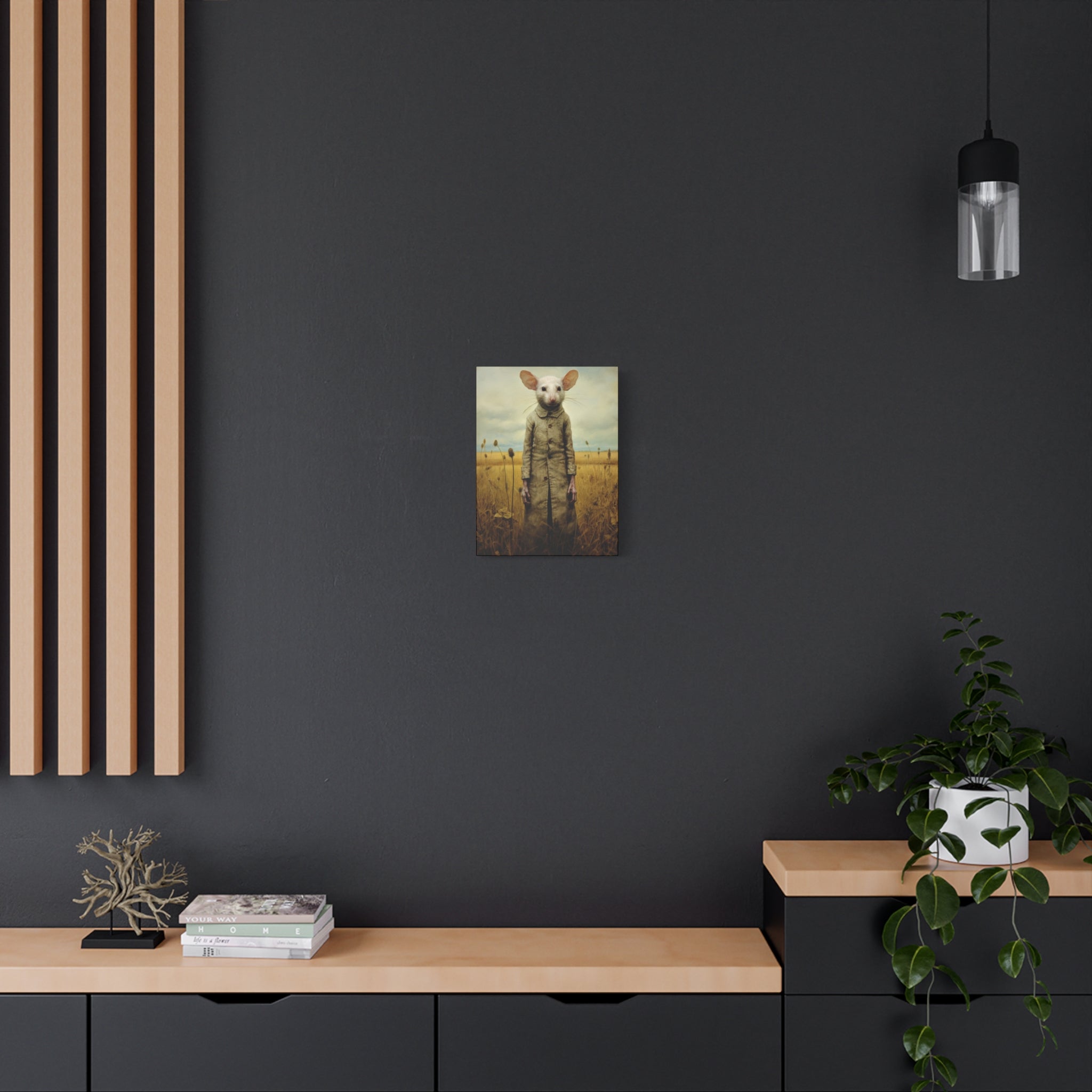 Folk Horror Mouse Canvas Print, Quirky Home Decor, Unique Gift, Art for Animal Lovers, Retro Aesthetic