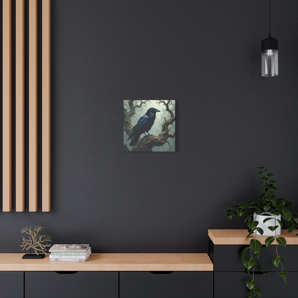 Mystical Raven Canvas Art, Black Bird Wall Decor, Gothic Home Accent, Halloween Decoration, Nature Artwork