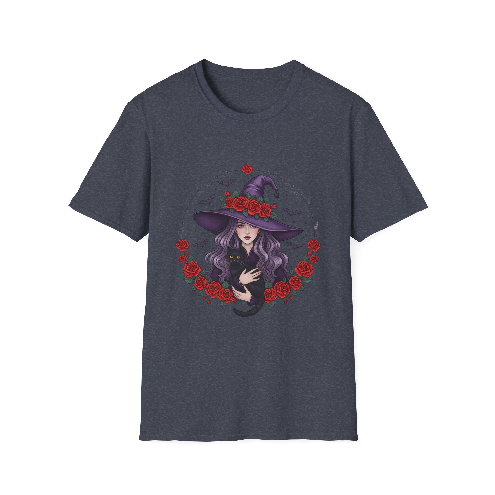 Witchy Floral T-Shirt for Every Occasion, Unisex Softstyle Tee, Halloween Gift, Cute Witch Shirt, Fashionable Tee, Everyday Style