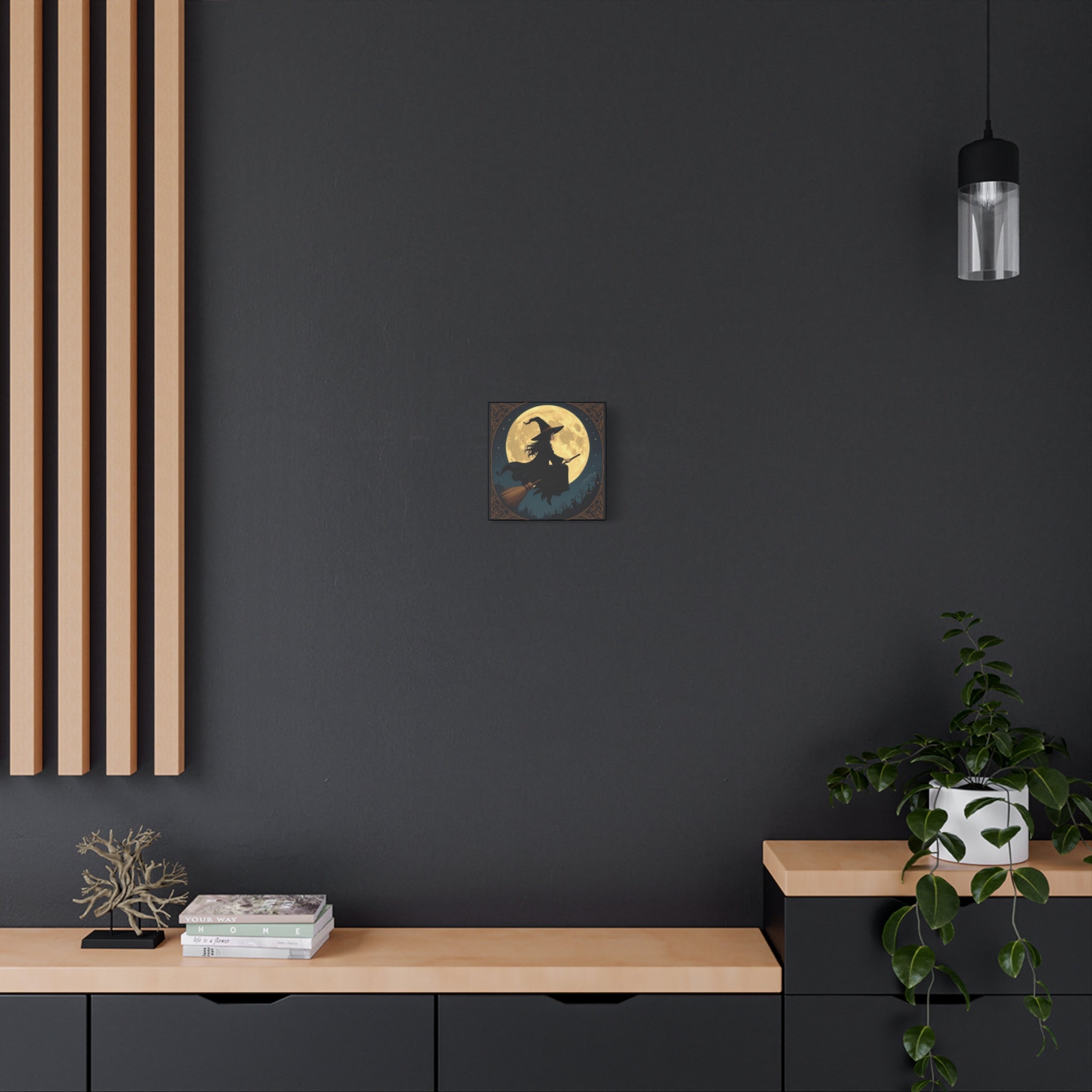 Witching Hour Canvas Art | Vintage Halloween Decoration, Spooky Home Decor, Magical Wall Art, Witch Decor, Full Moon Artwork