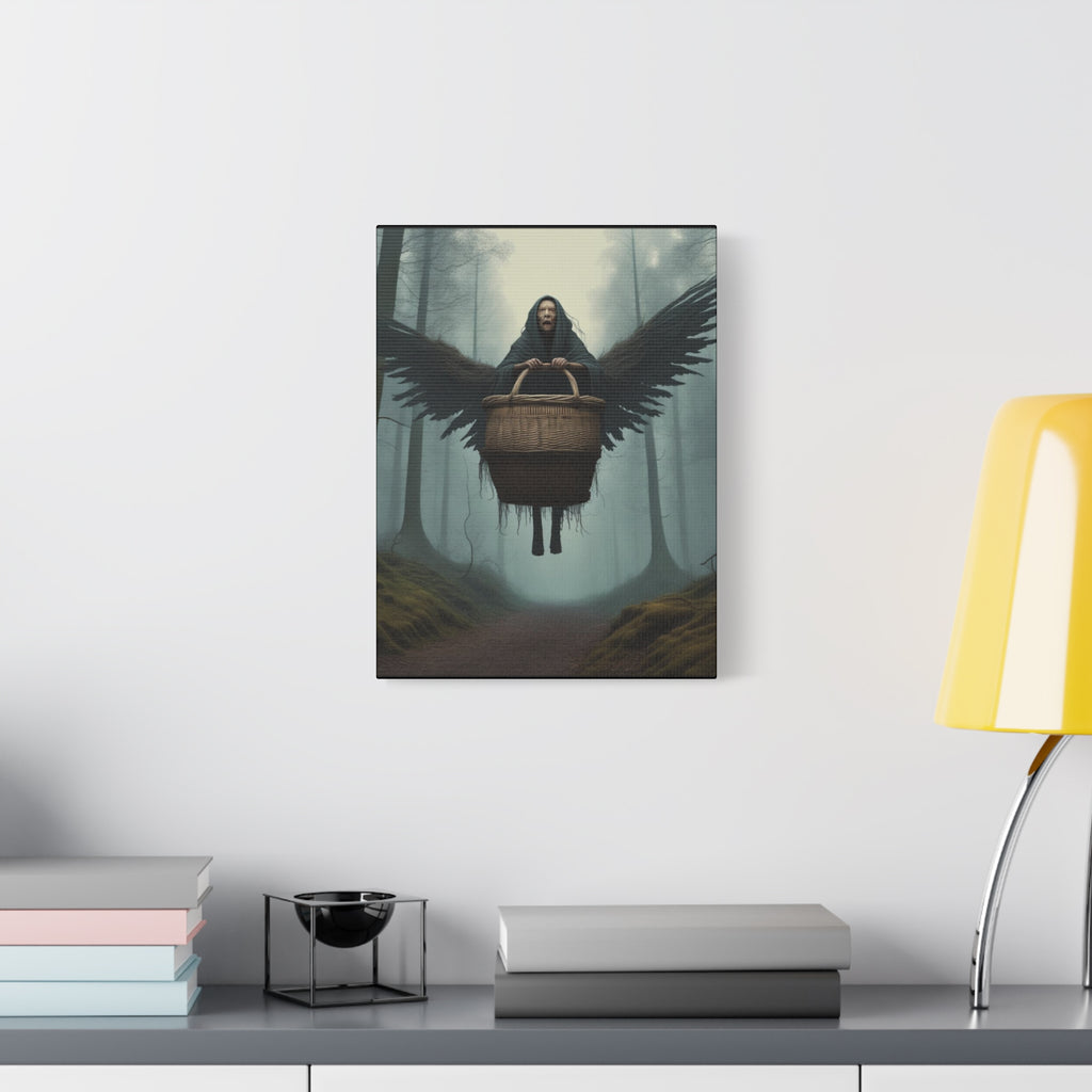 Baba Yaga Wall Art Canvas, Dark Angel Decor, Gothic Home Decor, Unique Gift for Art Lovers, Witchy Wall Art, Mysterious Art Print