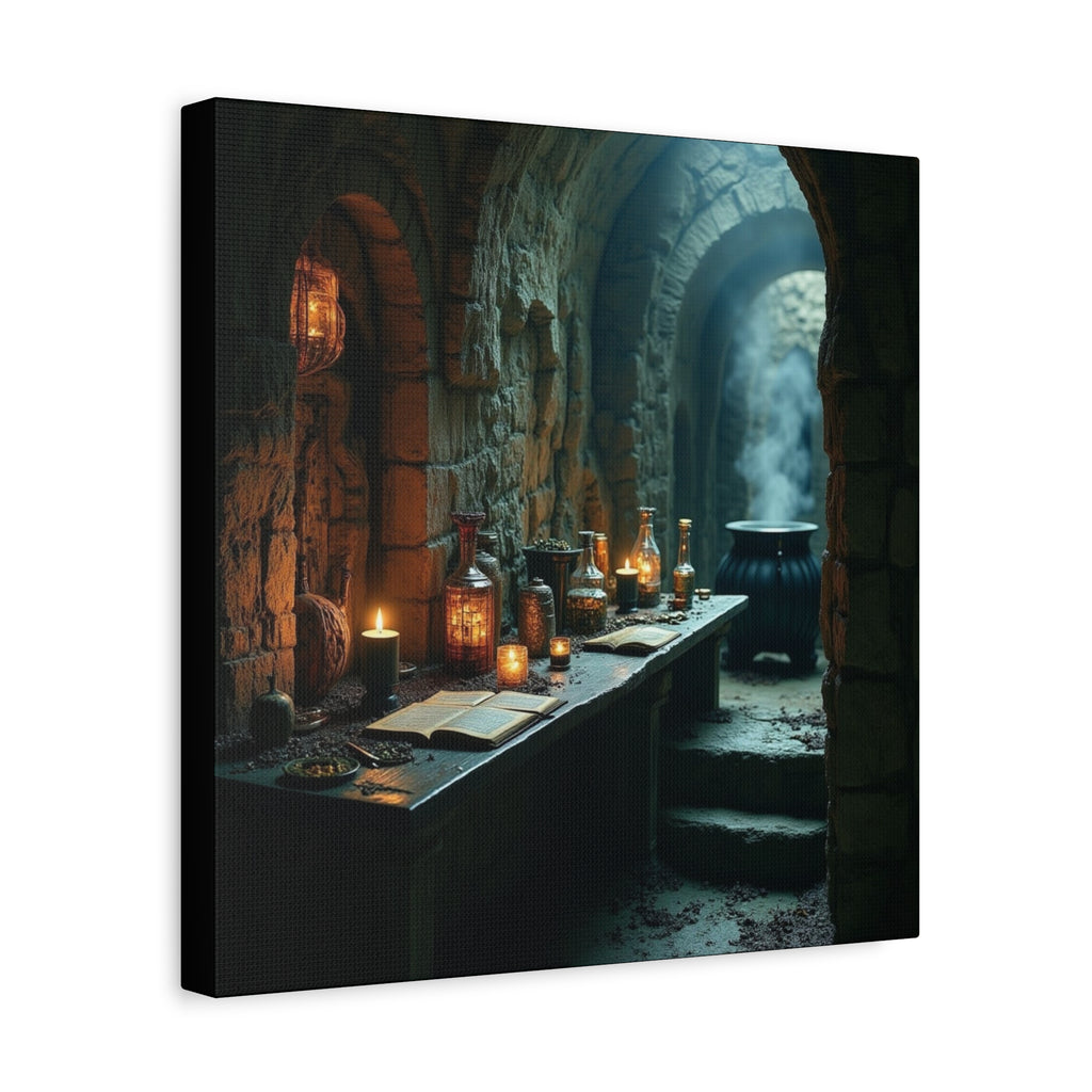 The Alchemist's Lab Canvas Art, Fantasy Wall Decor, Witchcraft Room Decoration, Gothic Home Accent, Enchanted Art for Halloween