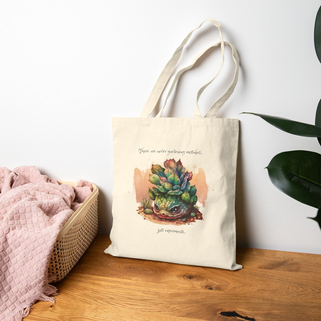 Creepy Garden Succulent Art Cotton Canvas Tote Bag, Eco-Friendly Tote, Plant Lover Gift, Reusable Grocery Bag, Botanical Print Shopping Bag