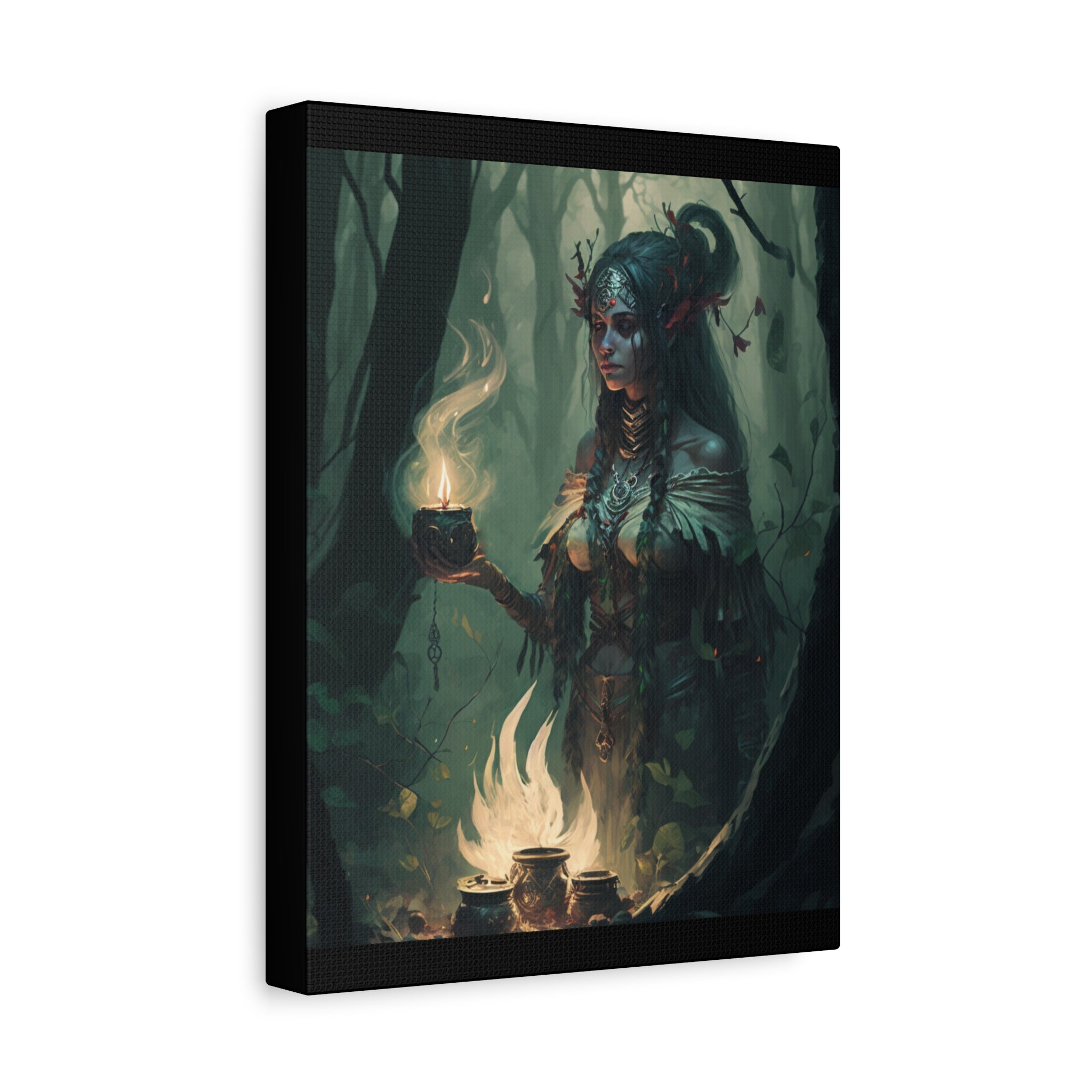 Enchanting Forest Goddess Canvas Art, Mystical Wall Decor, Spiritual Home Decor, Witchy Gift, Bohemian Artwork, Fantasy Art