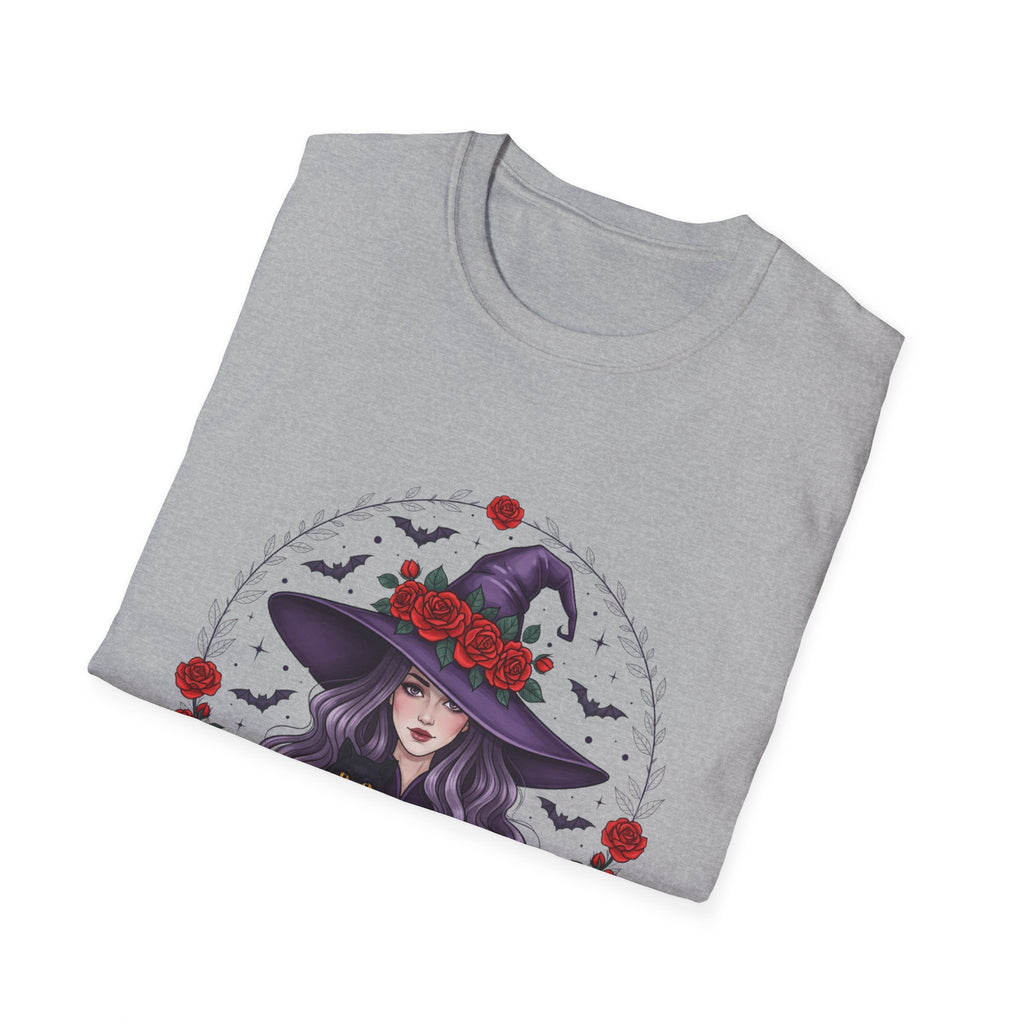 Witchy Floral T-Shirt for Every Occasion, Unisex Softstyle Tee, Halloween Gift, Cute Witch Shirt, Fashionable Tee, Everyday Style