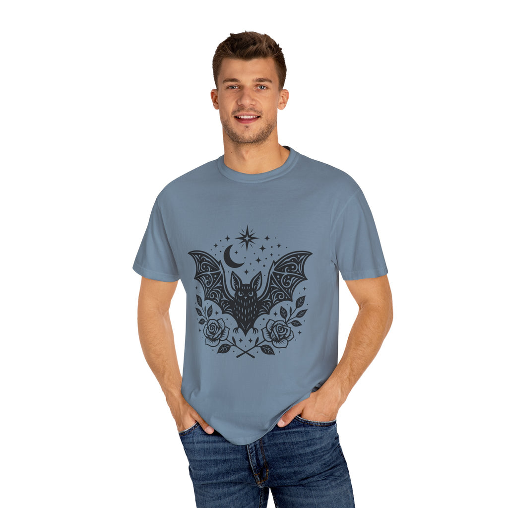 Gothic Bat Unisex T-Shirt, Vintage Style Tee for Halloween, Cool Graphic Top, Boho Clothing, Festival Wear