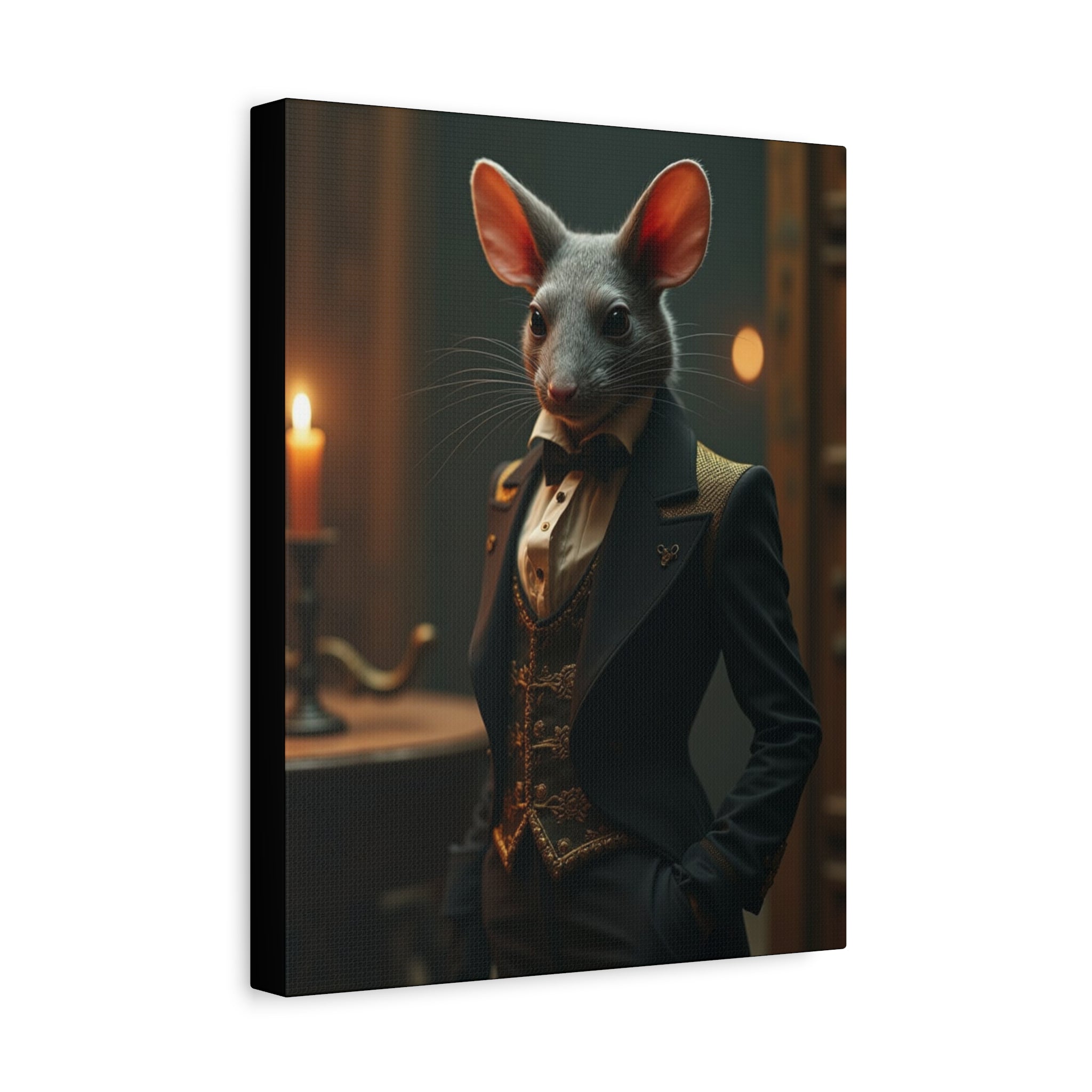 Elegant Mouse Canvas Wall Art Featuring Dapper Mouse, Funny Home Decor, Quirky Gift Idea, Unique Art for Animal Lovers, Fun Addition to Any Room