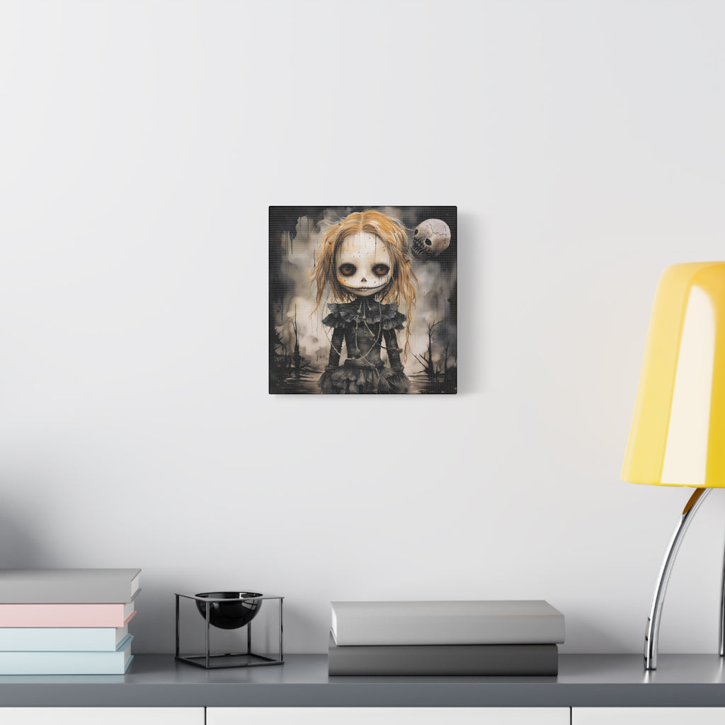 Creepy Doll Art Canvas, Gothic Wall Decor, Dark Aesthetic, Halloween Decor, Unique Home Print, Spooky Living Room Art