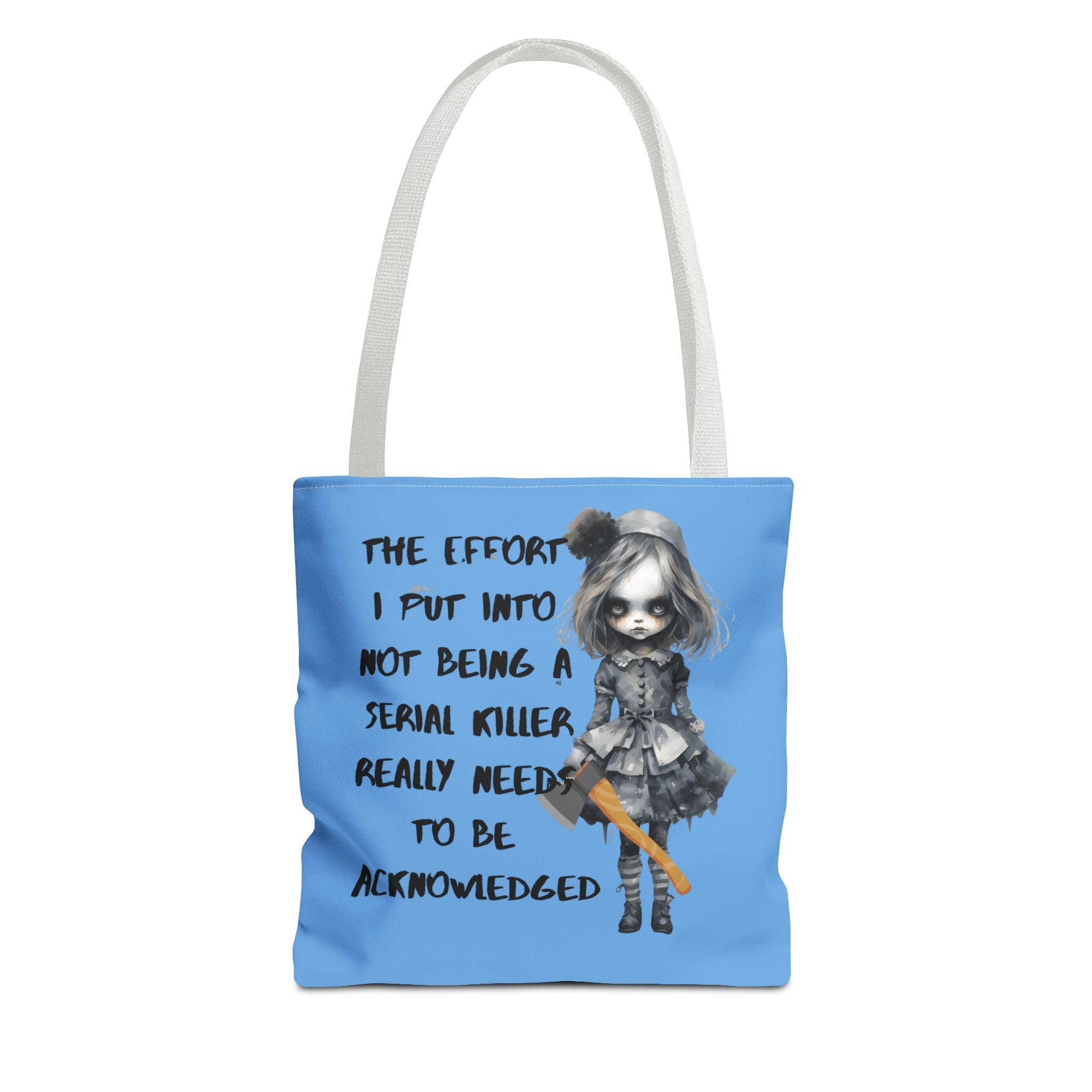 Creepy Doll Tote Bag, Playful Tote for Animal Lovers, Unique Gift, Eco-Friendly Shopping Bag, Fun Everyday Use, Cute Design