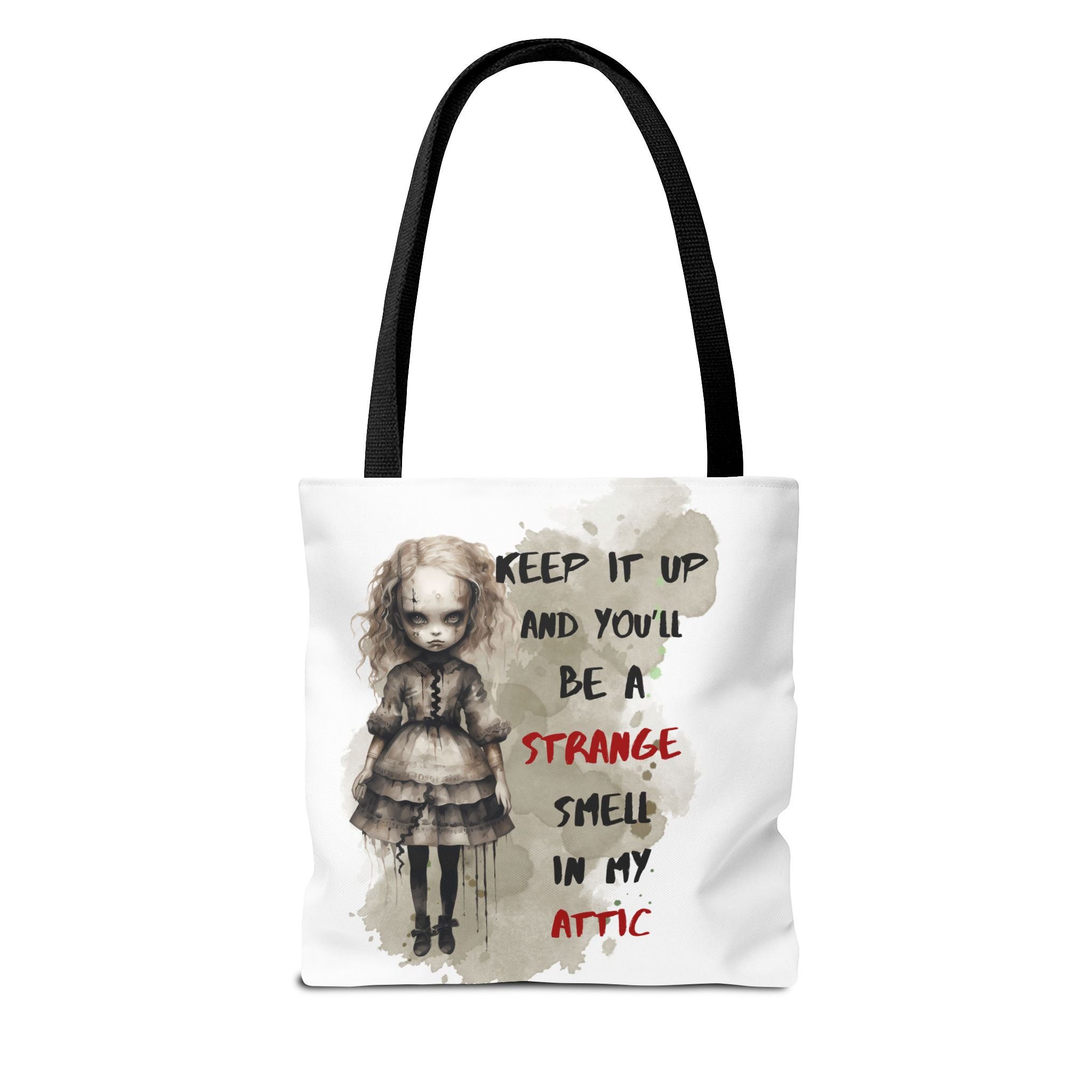 Strange Smell in My Attic Tote Bag, Gothic Eco-Friendly Tote, Witchy Canvas Bag, Unique Gift for Horror Fans, Halloween Essential