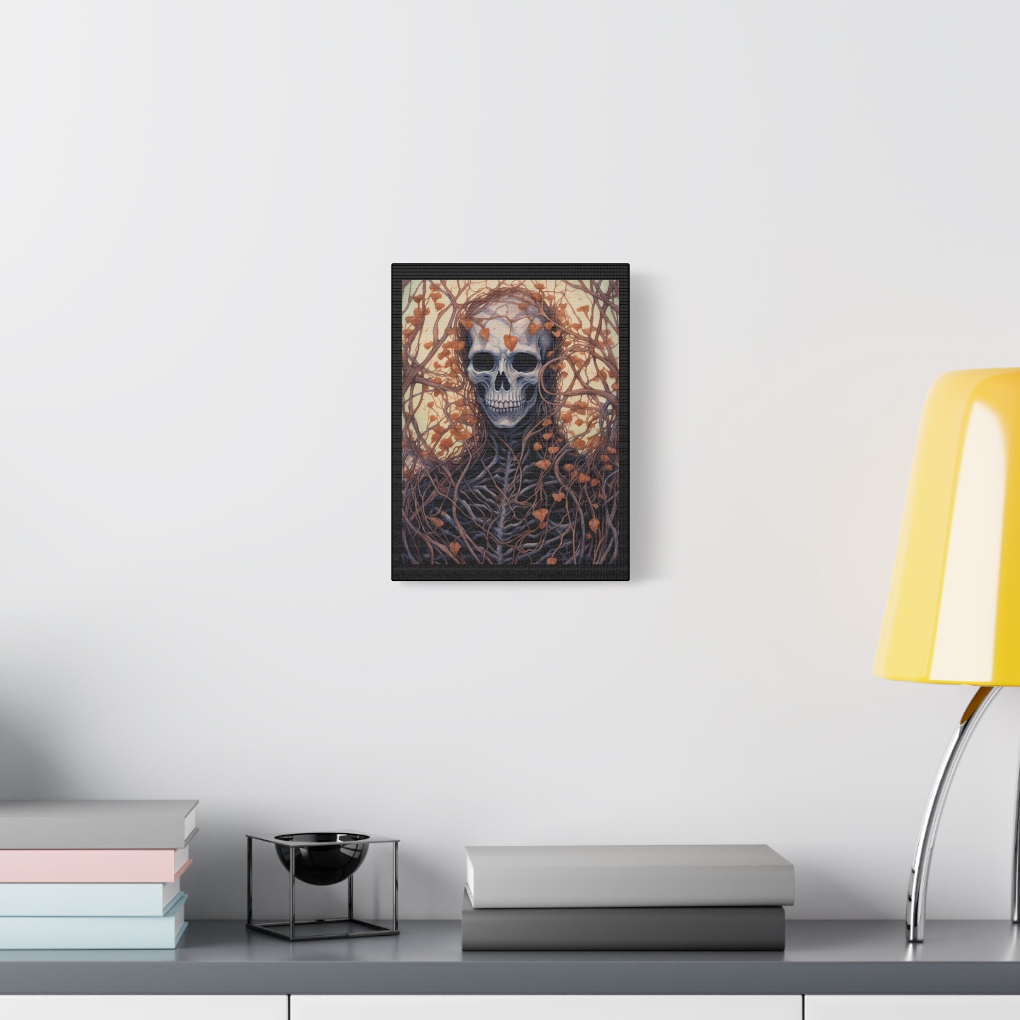 Vines Gothic Skeleton Wall Art Canvas, Spooky Home Decor, Fall Aesthetic, Halloween Art, Unique Gothic Gift