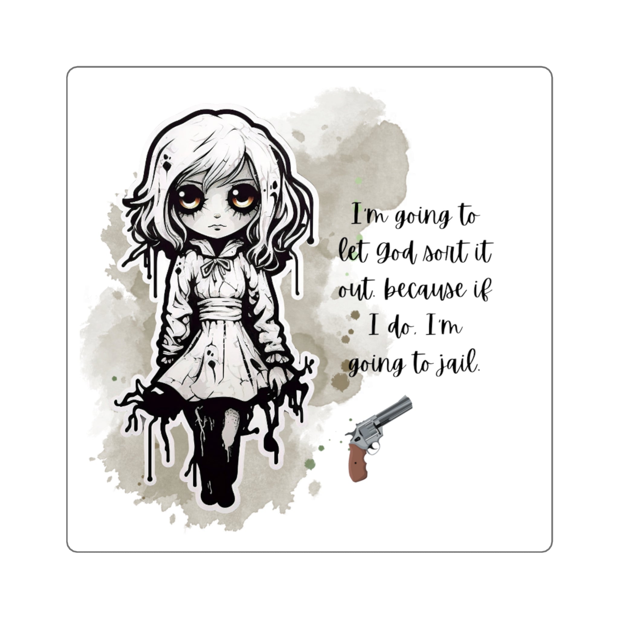Creepy Doll Square Stickers, Quirky Stickers for Laptop, Bullet Journal, Aesthetic Gifts, Alternative Art Decor, Fun Quote Vinyl [...]