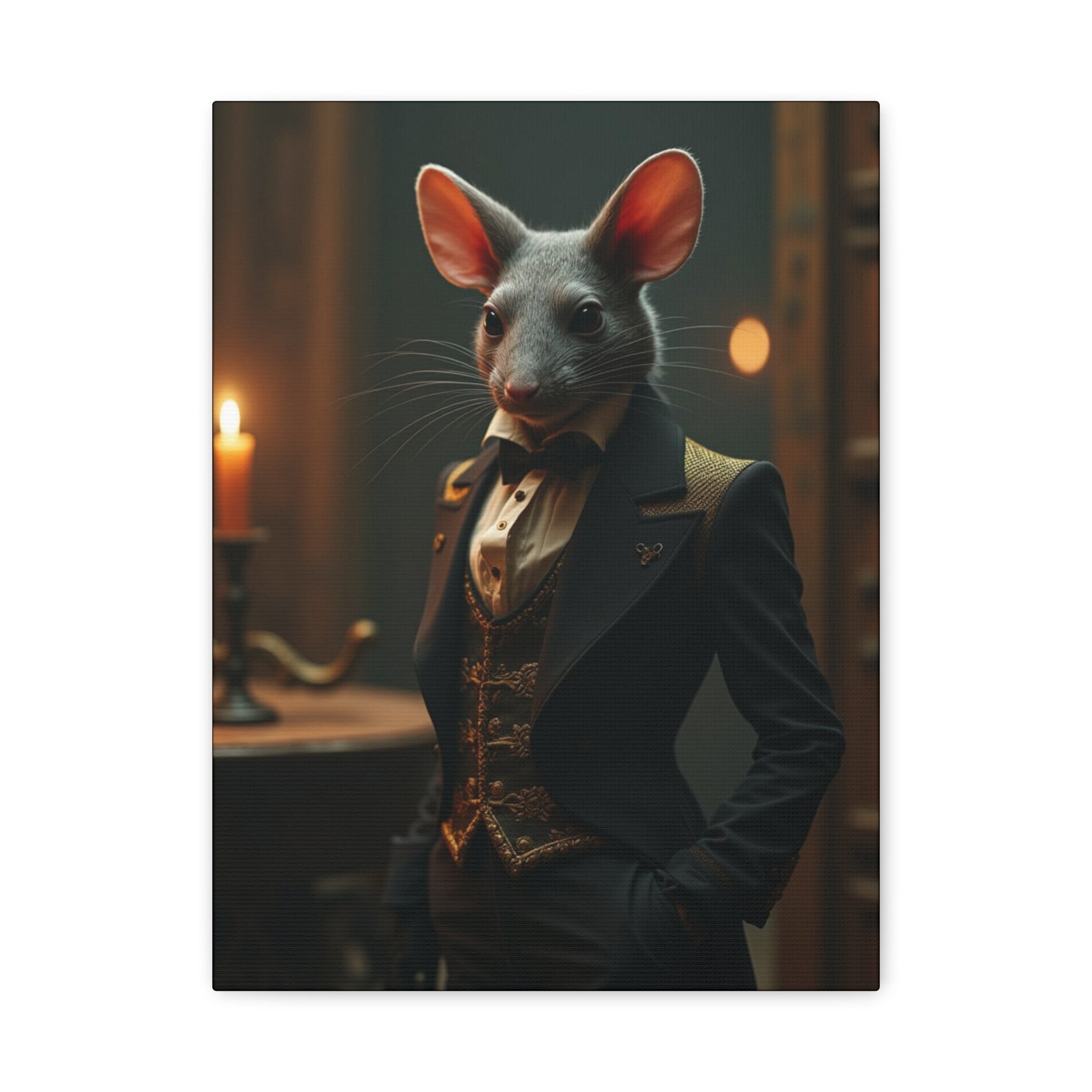 Elegant Mouse Canvas Wall Art Featuring Dapper Mouse, Funny Home Decor, Quirky Gift Idea, Unique Art for Animal Lovers, Fun Addition to Any Room