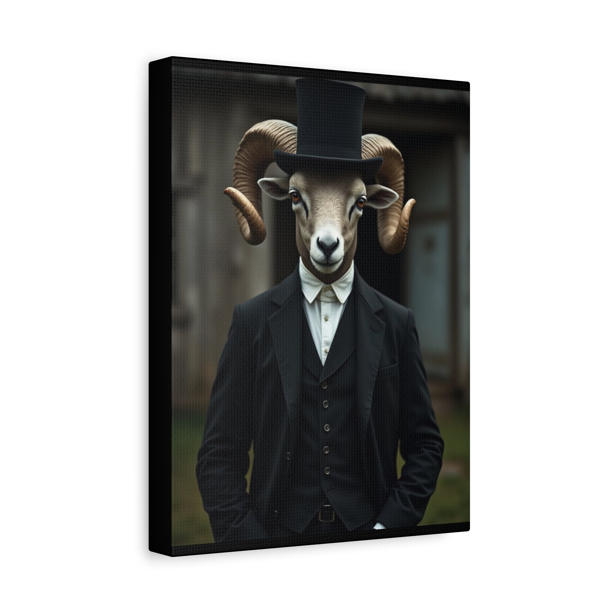 Folk Horror Ram Stylish Canvas Wall Art, Modern Home Decor, Unique Gift for Animal Lovers, Quirky Art Piece, Ideal for Lazy Days