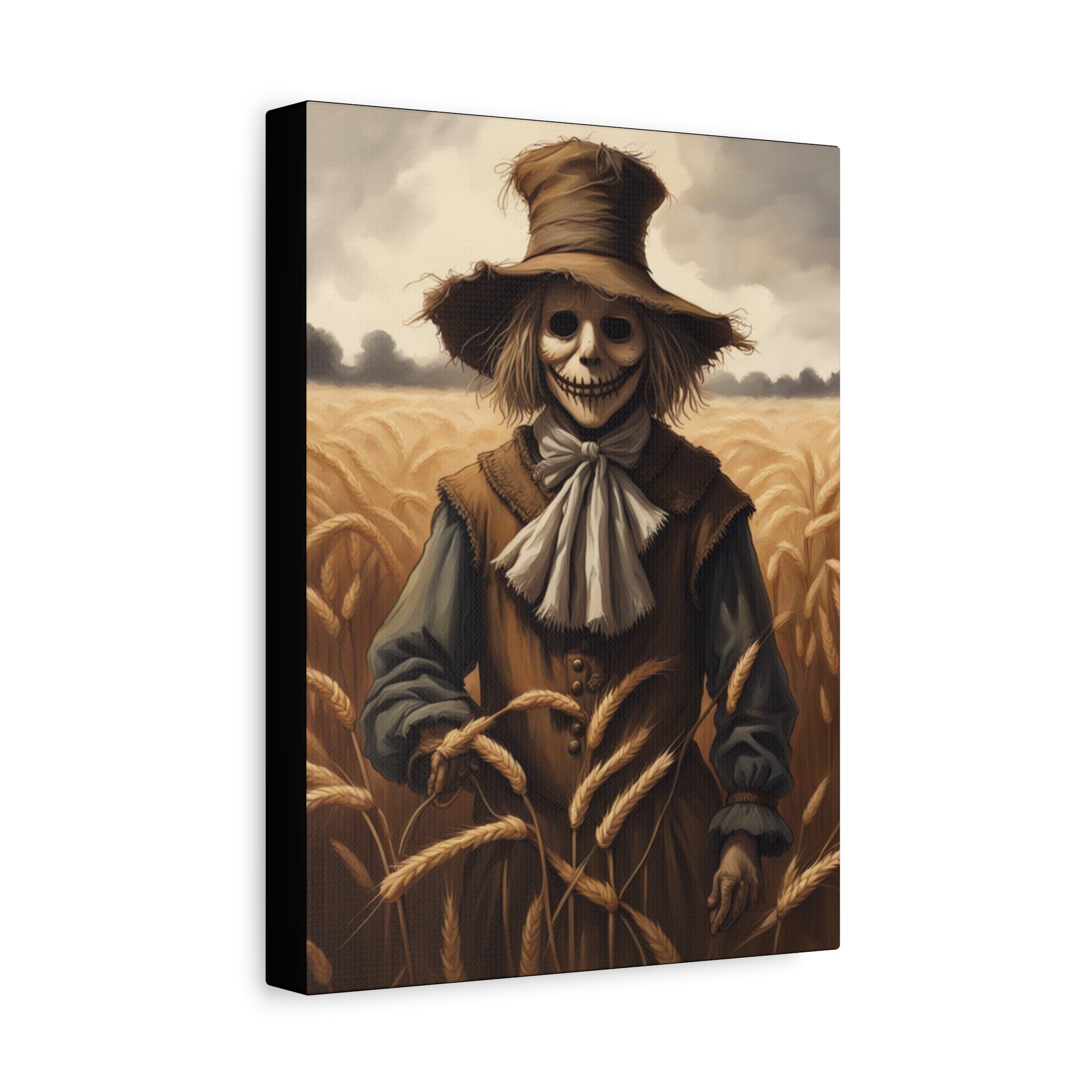 Scarecrow Canvas Art Print, Creepy Wall Decor, Autumn Home Decor, Halloween Decoration, Farmhouse Wall Art