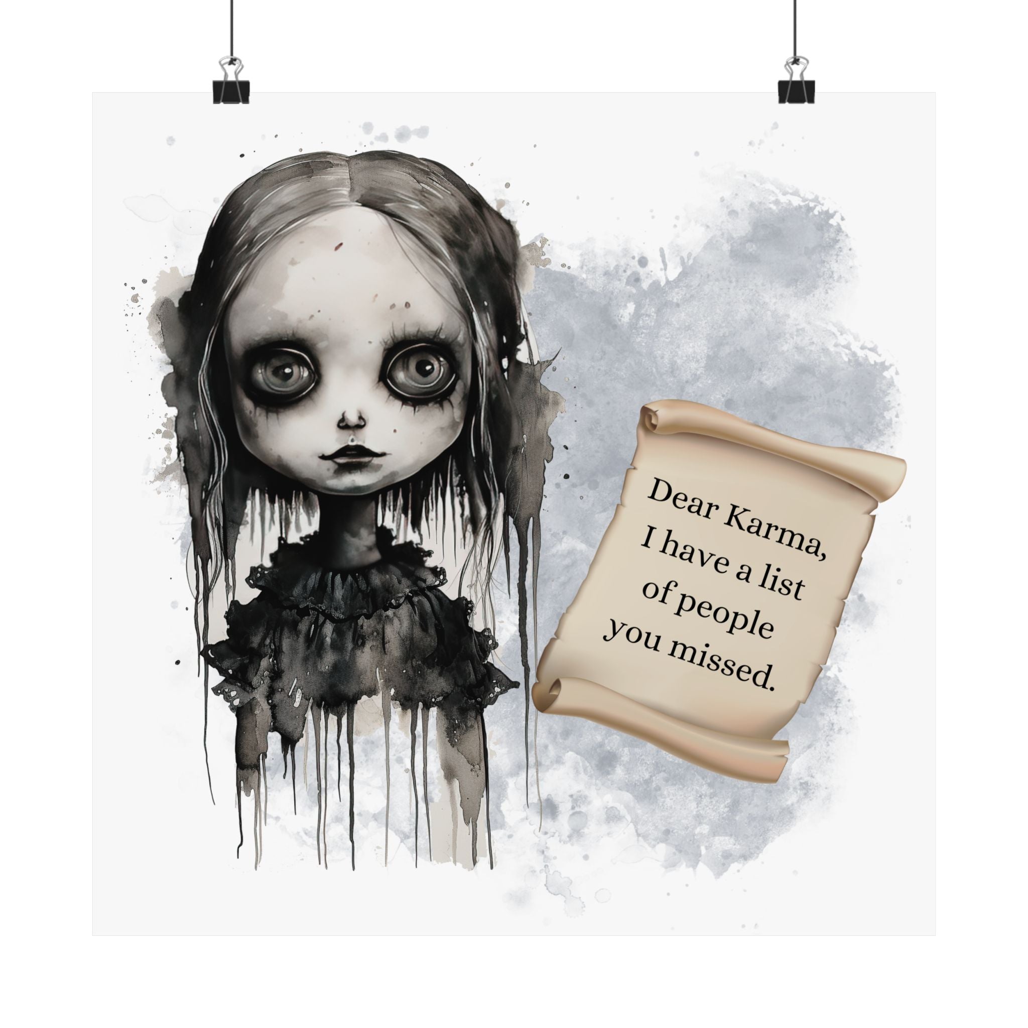 Creepy Doll Poster, Dark Wall Decor, Unique Gift for Art Lovers, Home Aesthetic, Haunted House Decor, Halloween Decoration