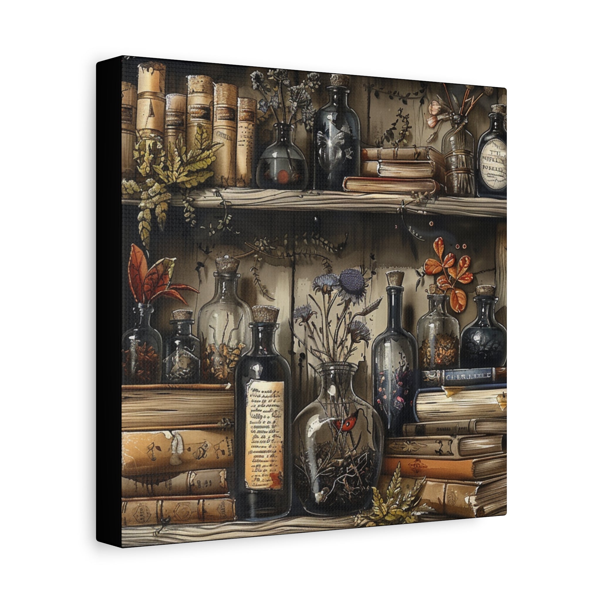 Vintage Bookstore Wall Art 3, Garden Decor, Black Bottle Artwork, Home Office Prints, Literary Gift, Cozy Aesthetic
