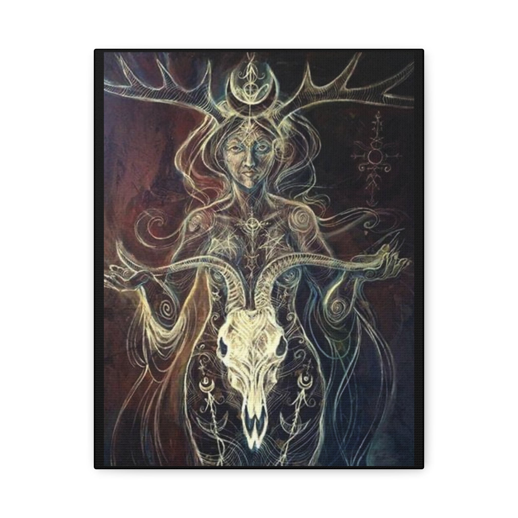 Shaman Wall Art, Bohemian Decor, Goddess Artwork, Spiritual Home Decor, Nature-Inspired Canvas, Witchy Aesthetic Art