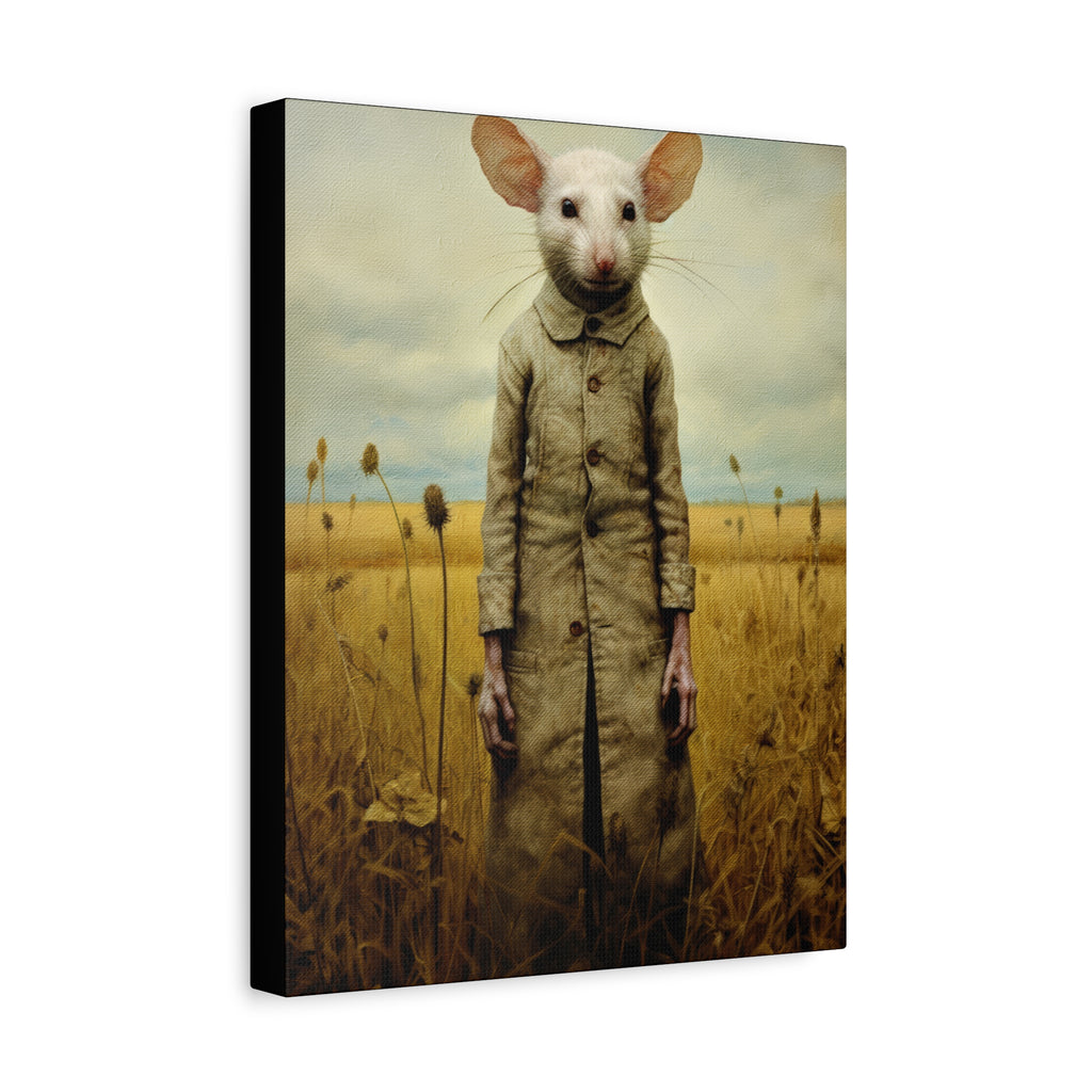 Folk Horror Mouse Canvas Print, Quirky Home Decor, Unique Gift, Art for Animal Lovers, Retro Aesthetic