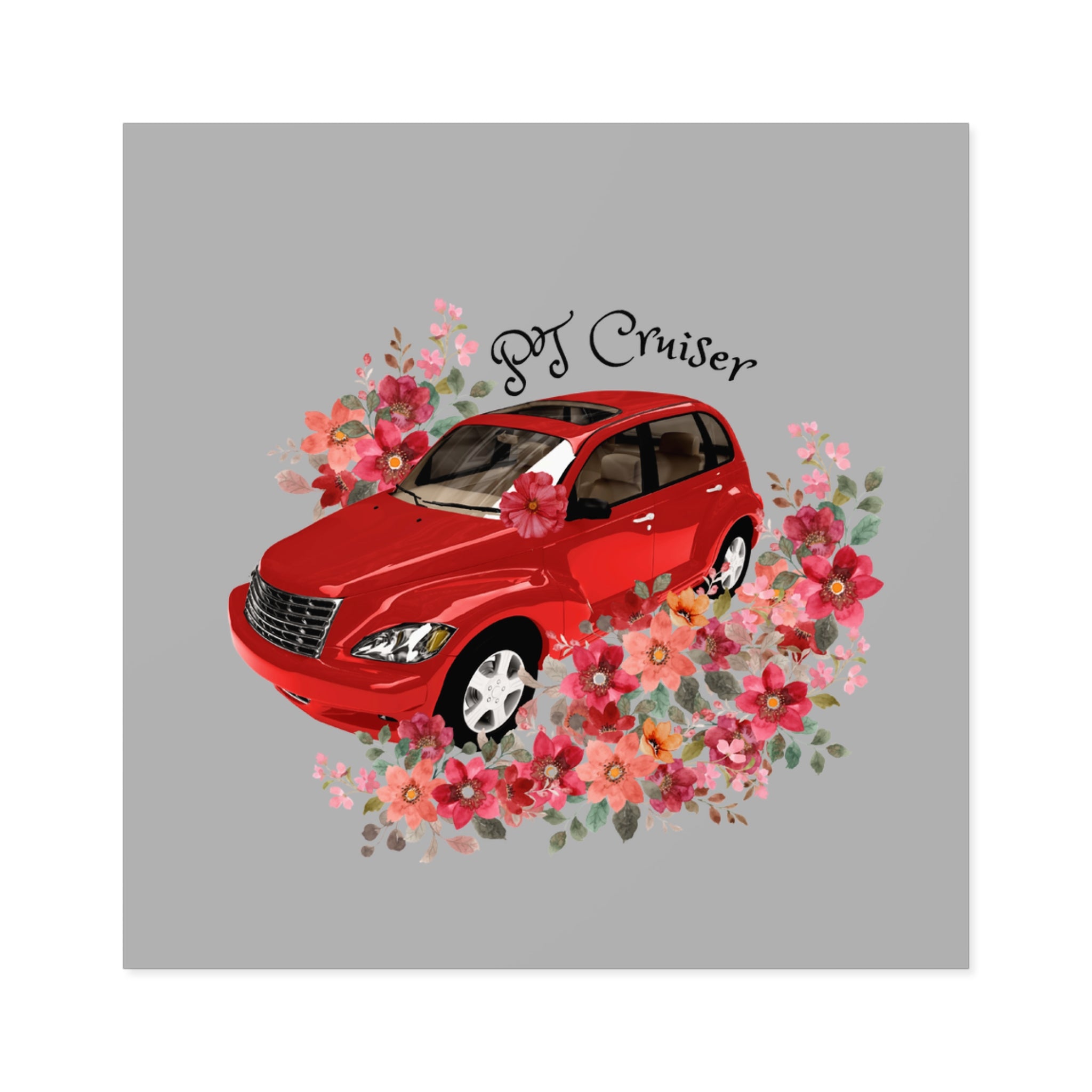 PT Cruiser Stickers, PT Cruiser Art, Vintage Car Decor, Flower Car Vinyls, Gift for Car Enthusiasts, Vehicle Wall Decor