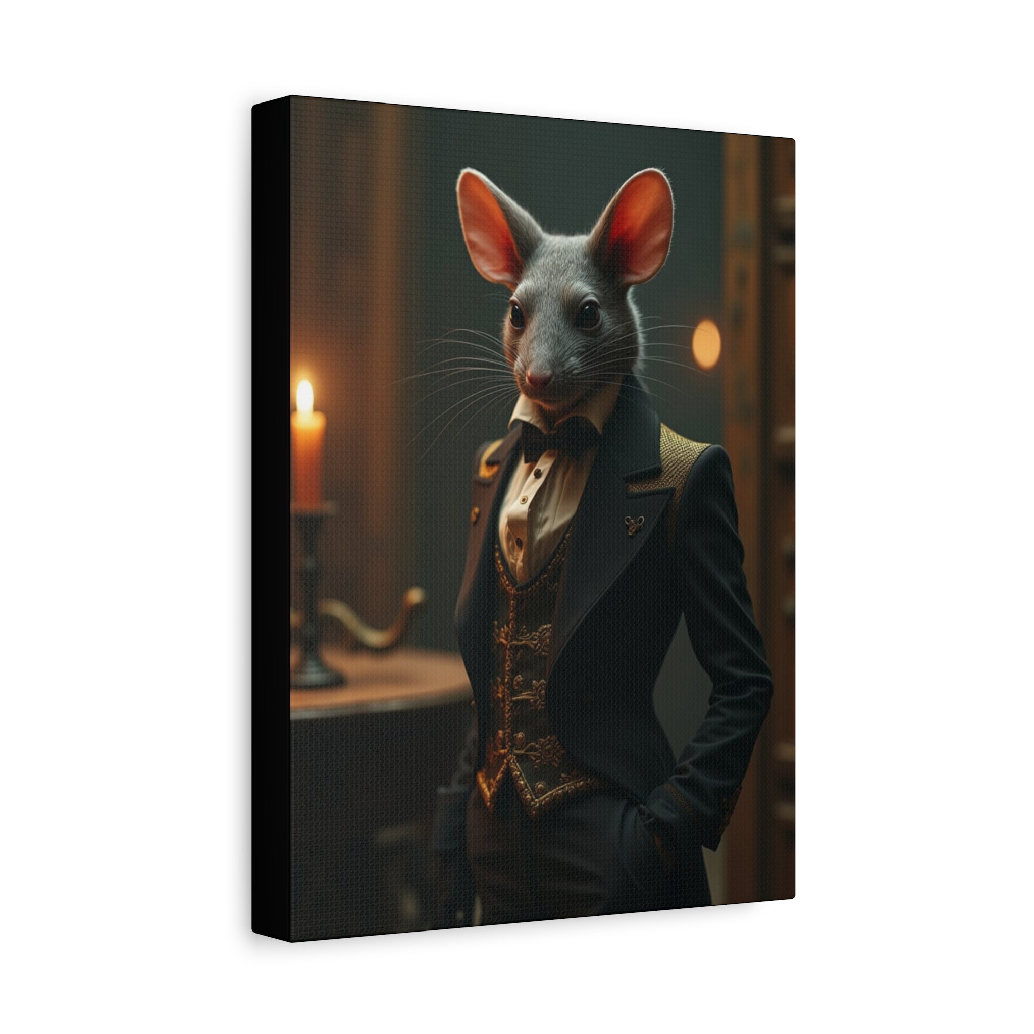 Elegant Mouse Canvas Wall Art Featuring Dapper Mouse, Funny Home Decor, Quirky Gift Idea, Unique Art for Animal Lovers, Fun Addition to Any Room