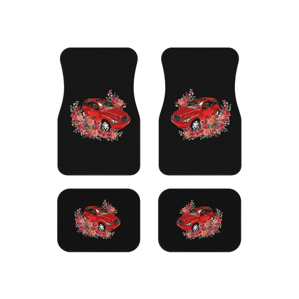 PT Cruiser Car Mats Set | Cute Auto Floor Mats, Car Accessories, Gift for Car Lovers, Stylish Floor Protection, Red Car Design