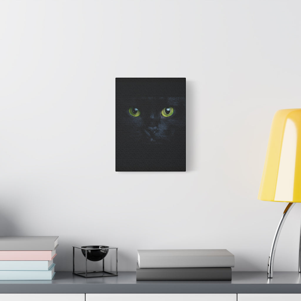 Green Eyes Black Cat Wall Art, Canvas Print, Home Decor, Cat Lover Gift, Halloween Decor, Animal Art