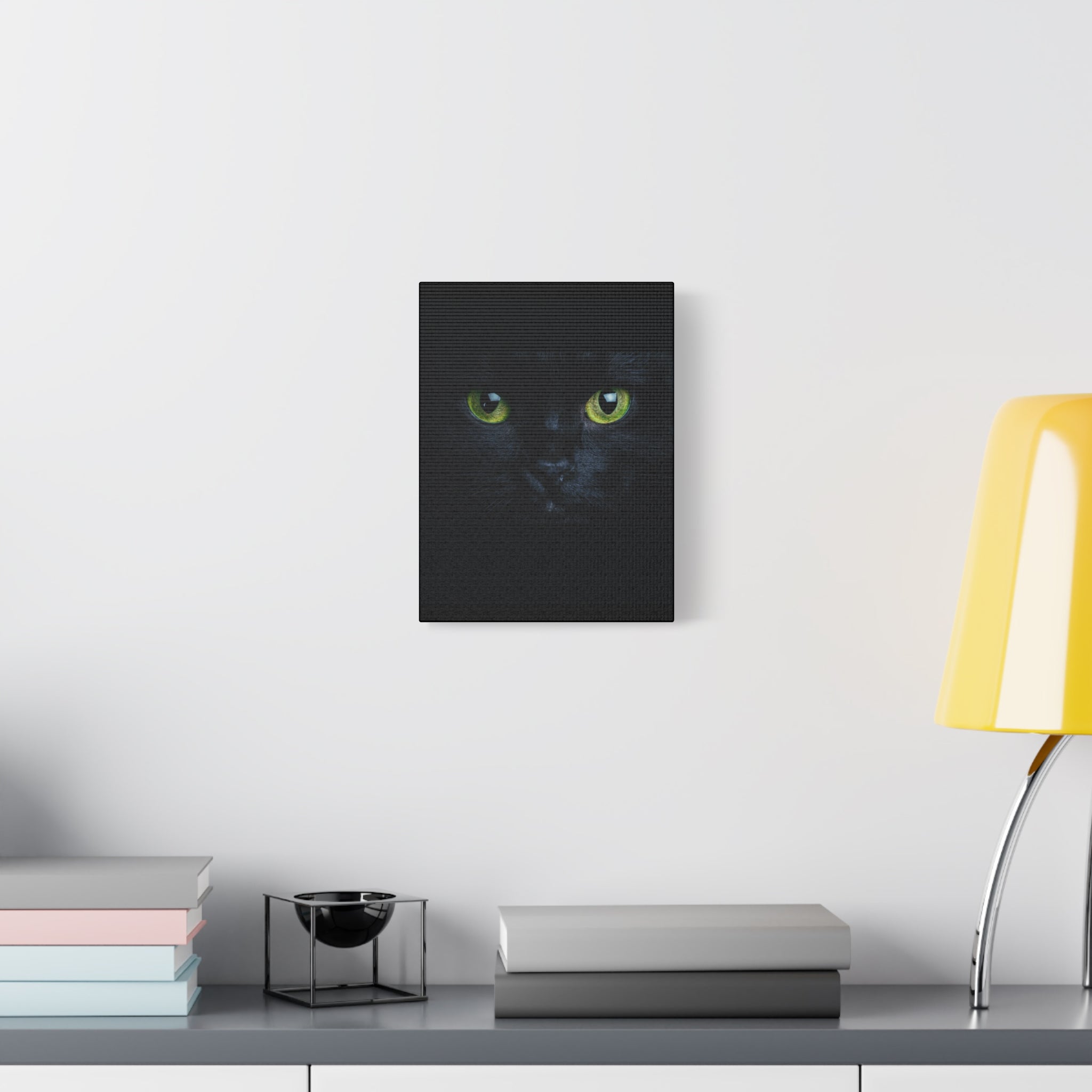 Green Eyes Black Cat Wall Art, Canvas Print, Home Decor, Cat Lover Gift, Halloween Decor, Animal Art