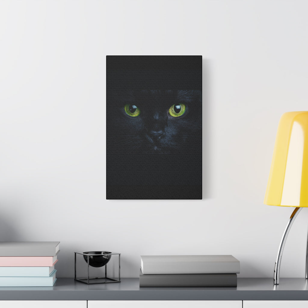 Green Eyes Black Cat Wall Art, Canvas Print, Home Decor, Cat Lover Gift, Halloween Decor, Animal Art