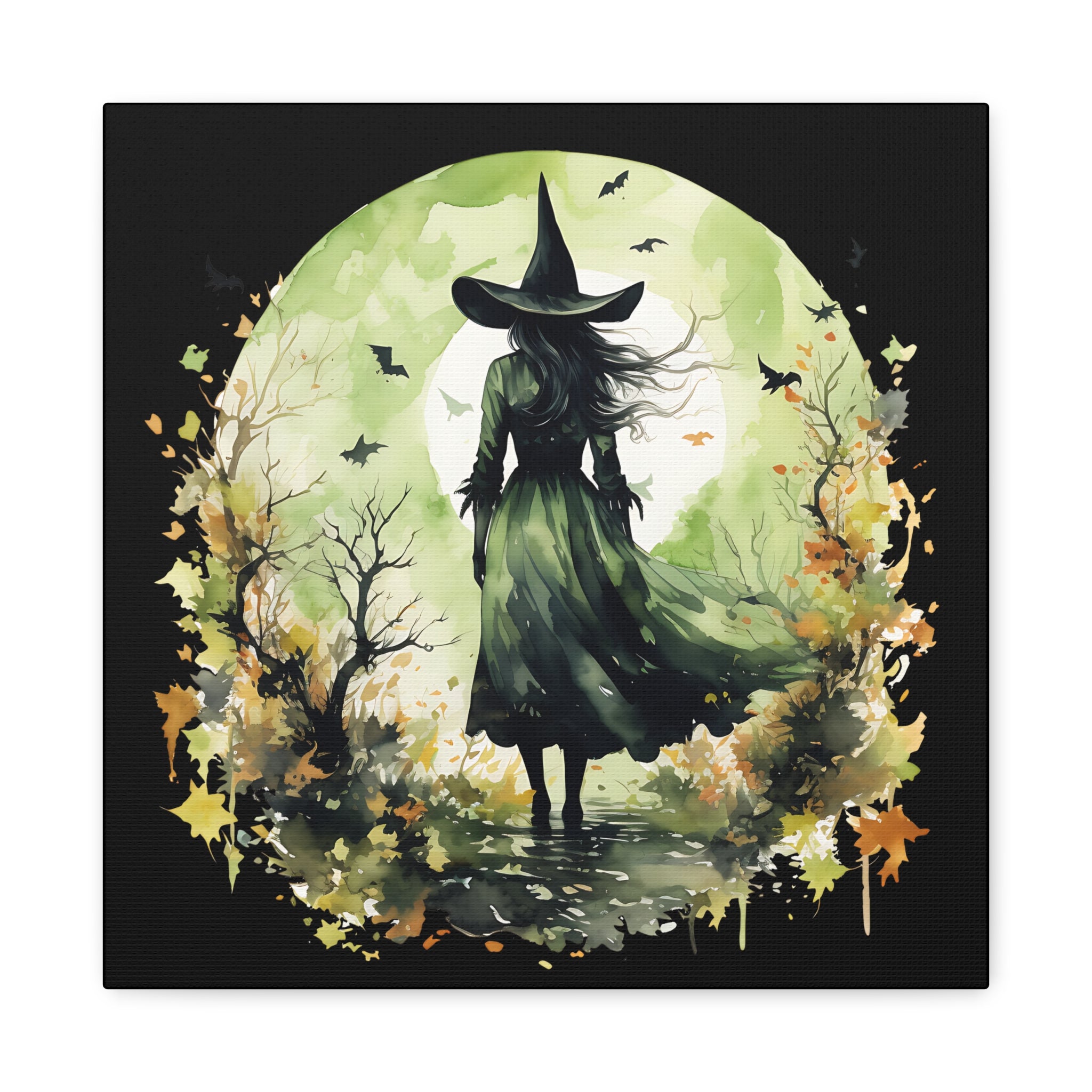 The Autumn Witch Canvas Wall Art, Mystic Decor for Halloween, Nature Lover Gift, Artistic Home Décor, Witch Art Print