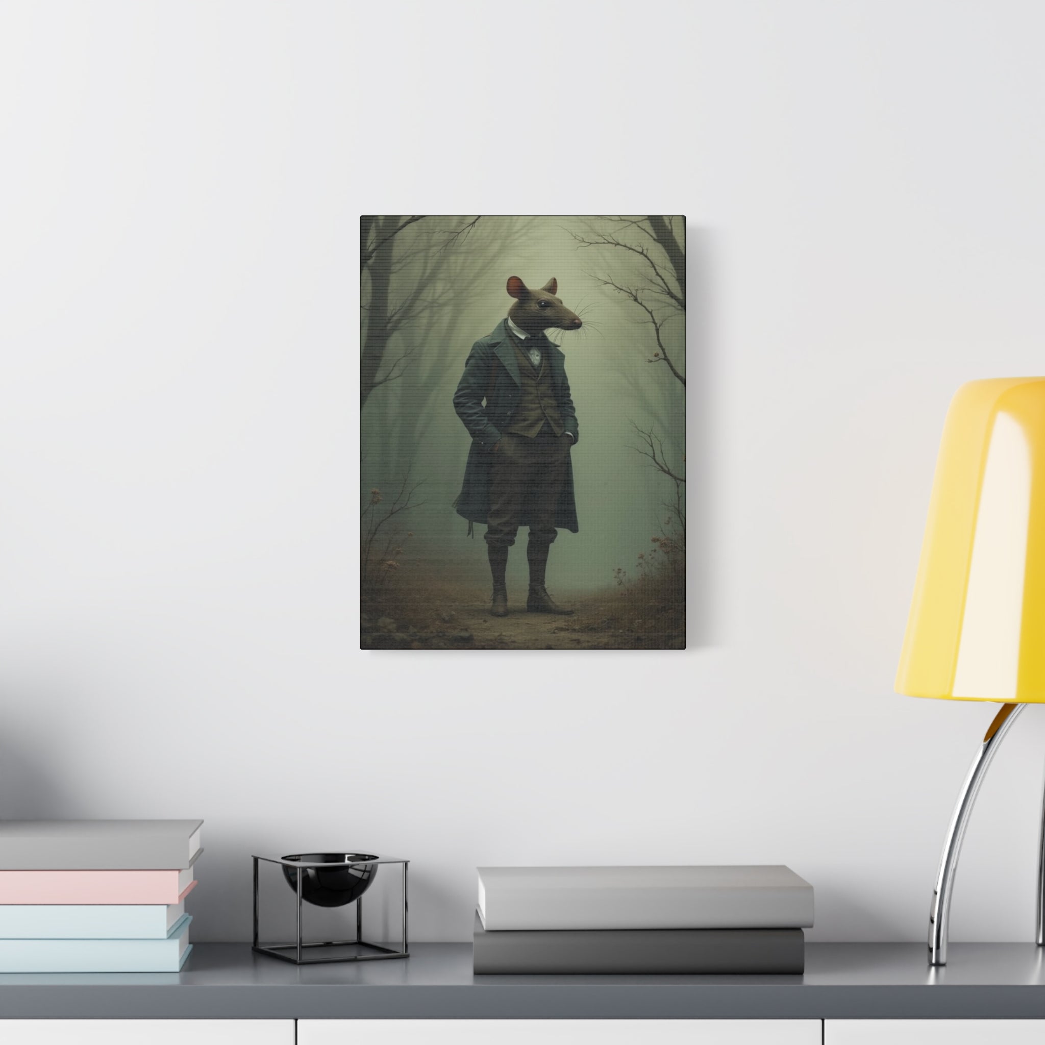 Elegant Rat Canvas Wall Art, Quirky Home Decor, Animal Lover Gift, Fantasy Artwork, Unique Wall Decor