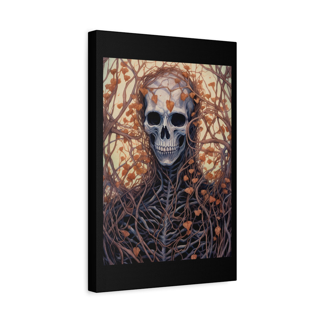 Vines Gothic Skeleton Wall Art Canvas, Spooky Home Decor, Fall Aesthetic, Halloween Art, Unique Gothic Gift