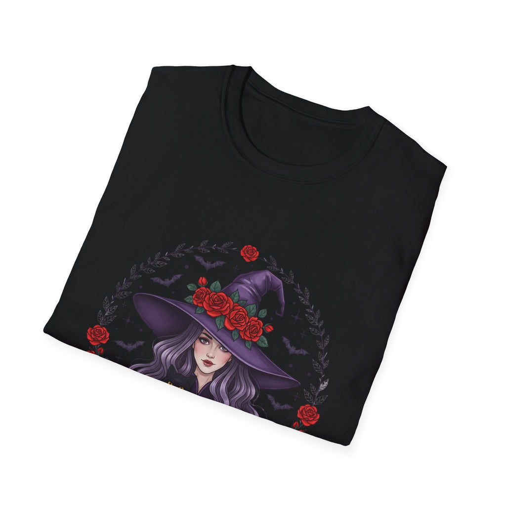 Witchy Floral T-Shirt for Every Occasion, Unisex Softstyle Tee, Halloween Gift, Cute Witch Shirt, Fashionable Tee, Everyday Style