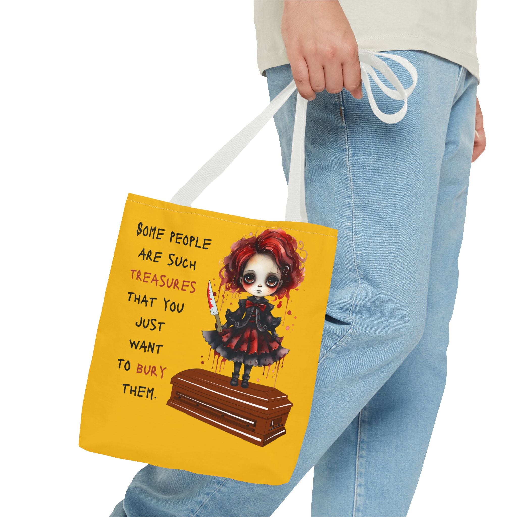 Creepy Doll Tote Bag with Quirky Artwork, Ideal for Halloween Decor, Gift for Alternative Fashion Lovers, Unique Shopper Bag, Spooky Gift
