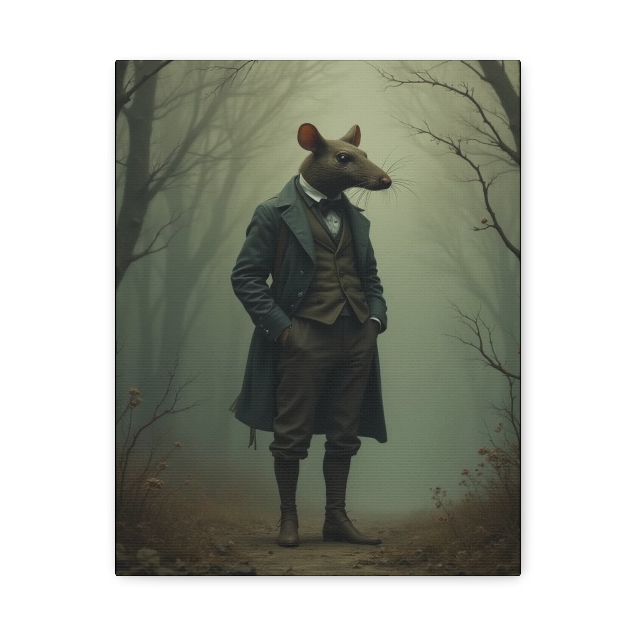 Elegant Rat Canvas Wall Art, Quirky Home Decor, Animal Lover Gift, Fantasy Artwork, Unique Wall Decor