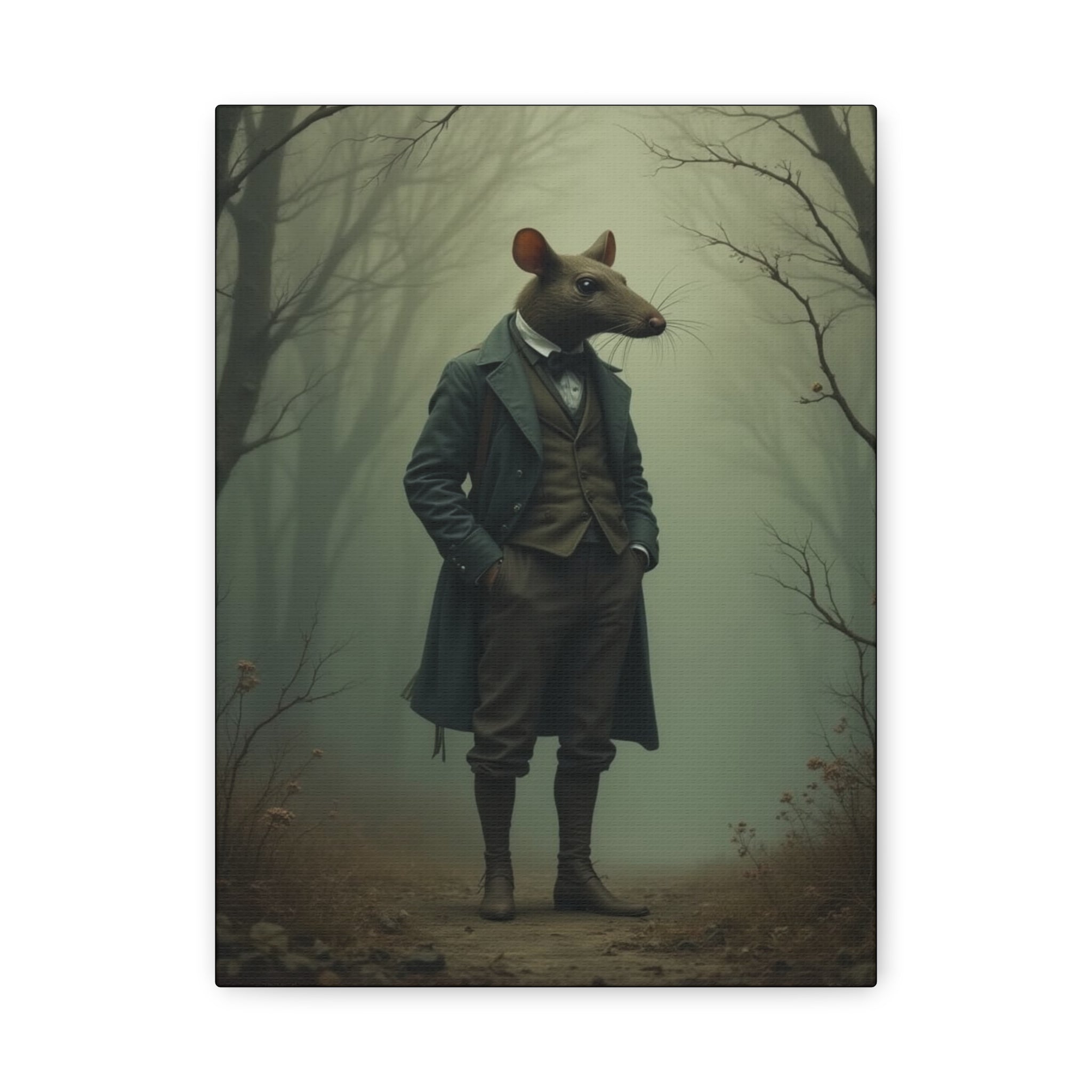 Elegant Rat Canvas Wall Art, Quirky Home Decor, Animal Lover Gift, Fantasy Artwork, Unique Wall Decor