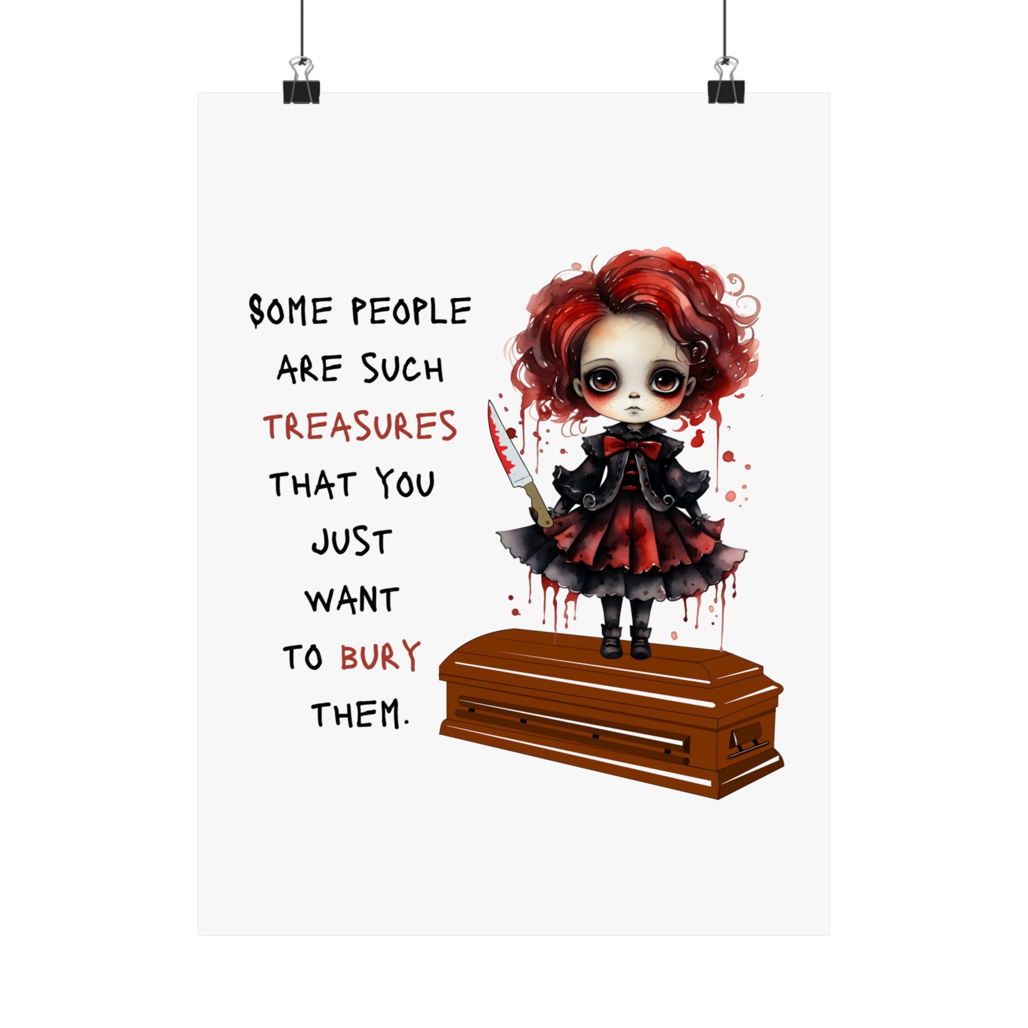 Creepy Doll Vertical Poster, Dark Art Wall Decor, Unique Gift for Horror Lovers, Halloween Decor, Quirky Home Art