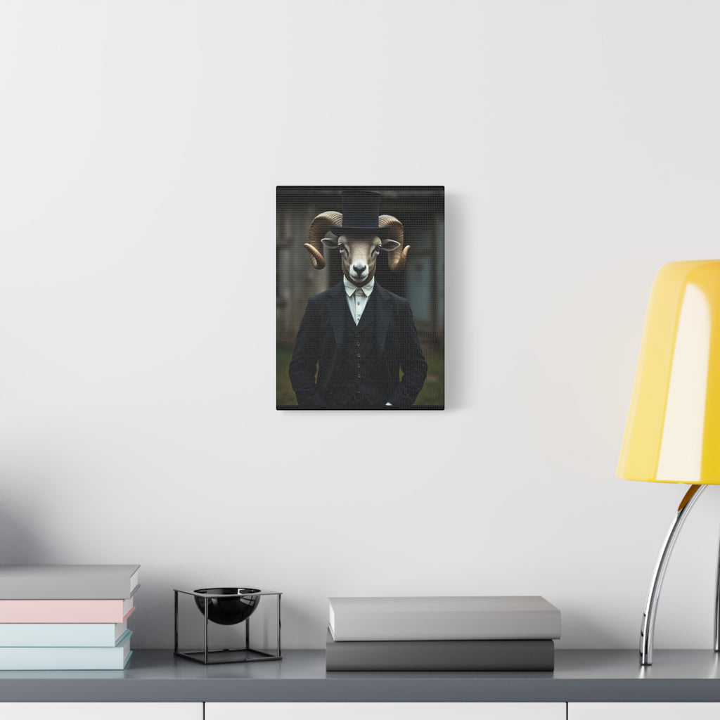 Folk Horror Ram Stylish Canvas Wall Art, Modern Home Decor, Unique Gift for Animal Lovers, Quirky Art Piece, Ideal for Lazy Days