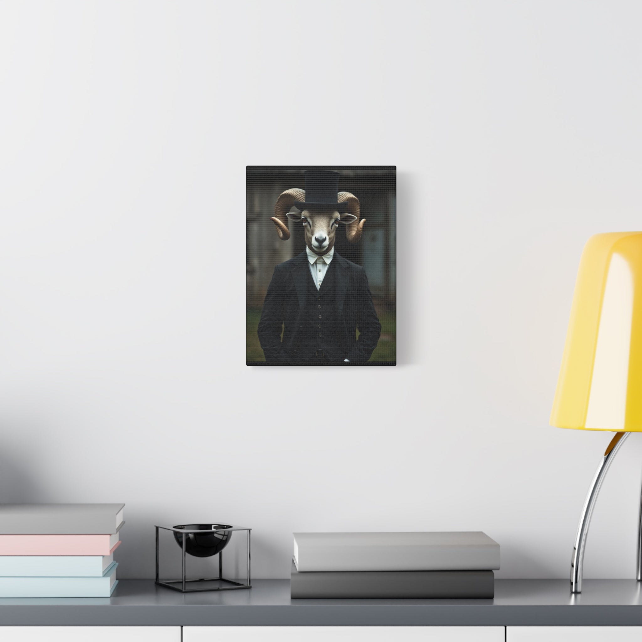 Folk Horror Ram Stylish Canvas Wall Art, Modern Home Decor, Unique Gift for Animal Lovers, Quirky Art Piece, Ideal for Lazy Days
