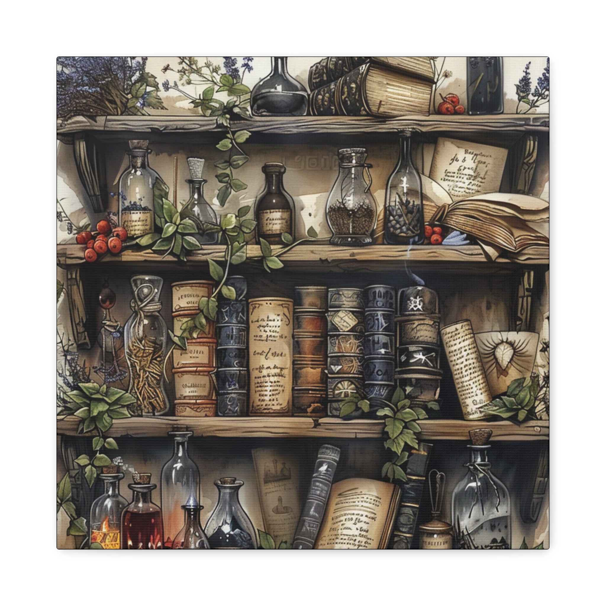 Vintage Bookstore Wall Art 2, Garden Decor, Black Bottle Artwork, Home Office Prints, Literary Gift, Cozy Aesthetic
