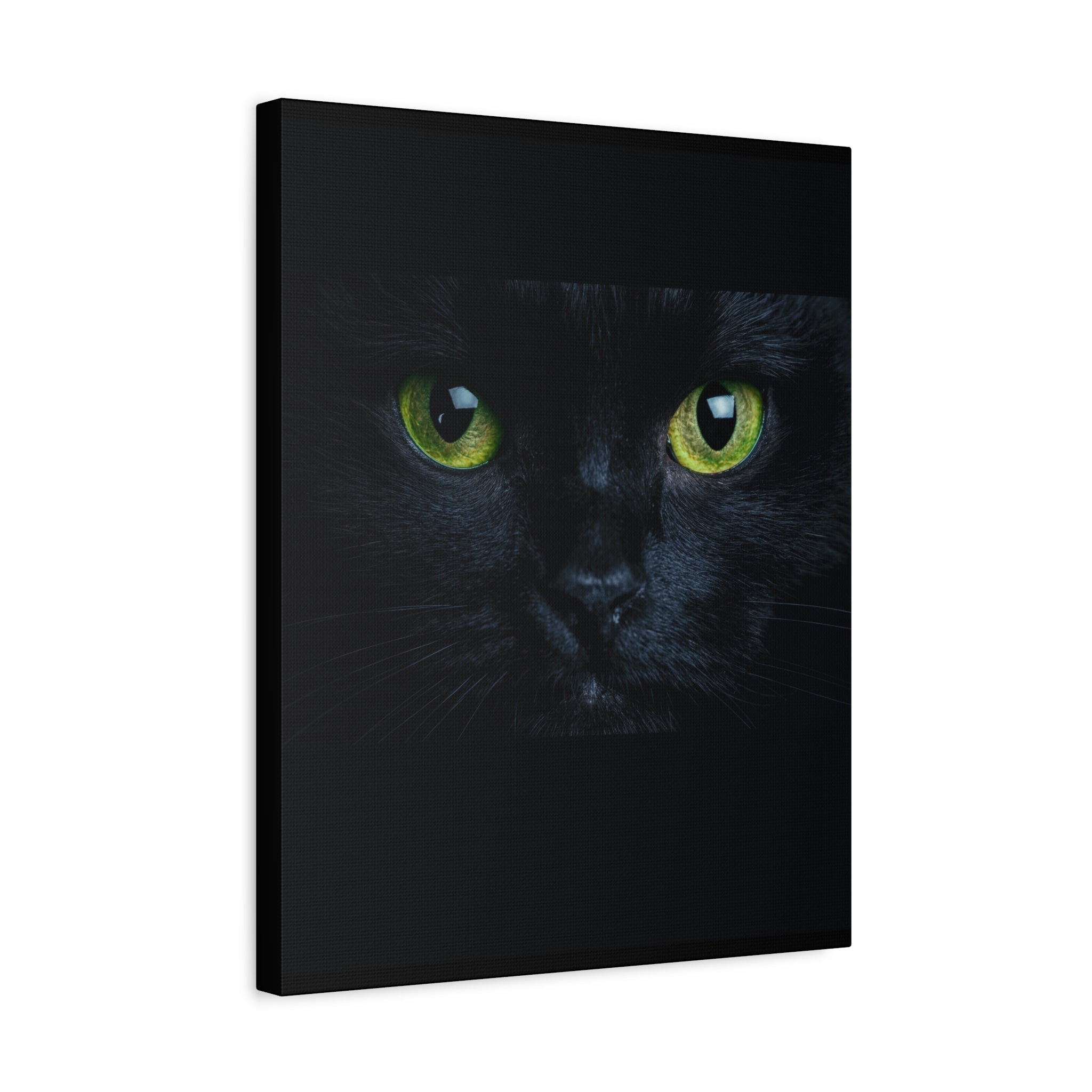 Green Eyes Black Cat Wall Art, Canvas Print, Home Decor, Cat Lover Gift, Halloween Decor, Animal Art