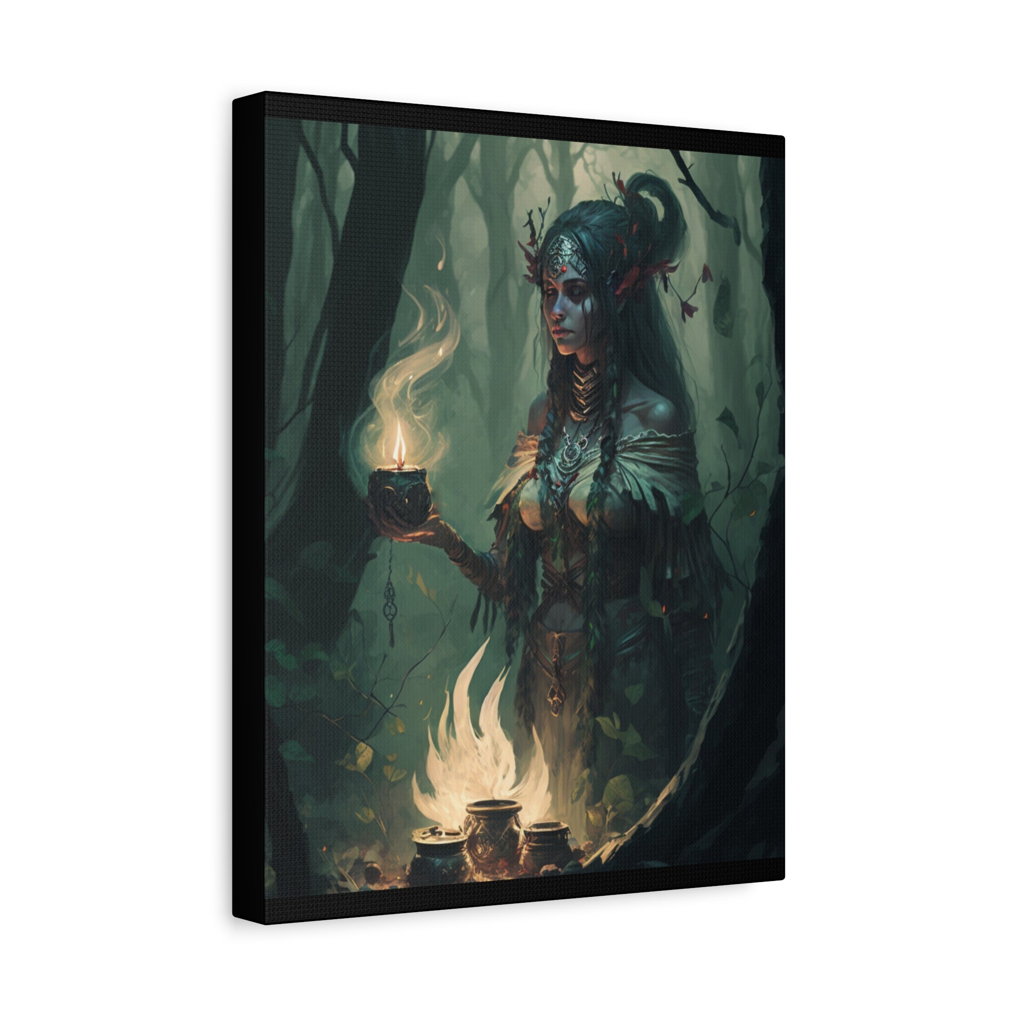 Enchanting Forest Goddess Canvas Art, Mystical Wall Decor, Spiritual Home Decor, Witchy Gift, Bohemian Artwork, Fantasy Art